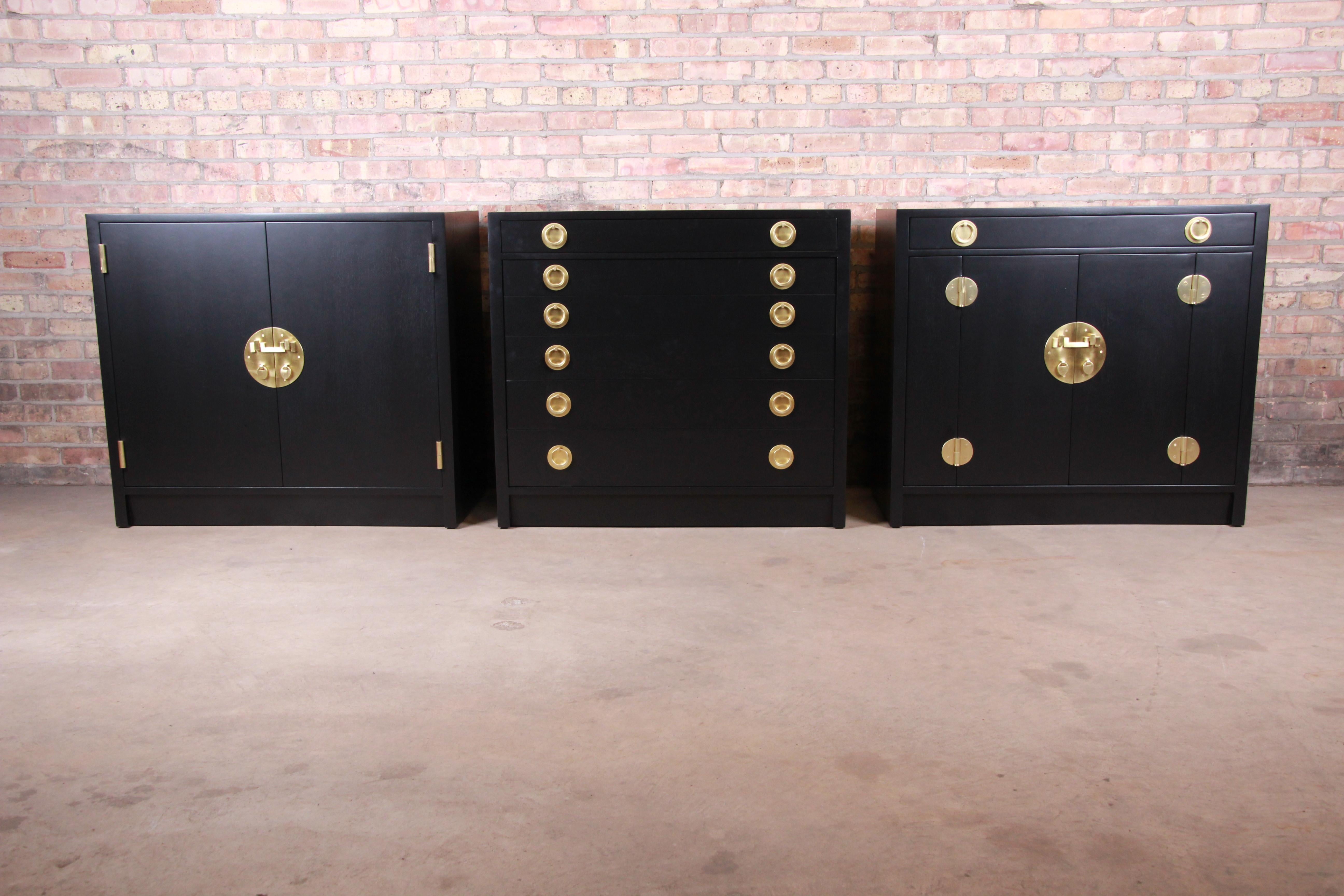 Edward Wormley for Dunbar Janus Collection Ebonized Bar Cabinet, Refinished 2