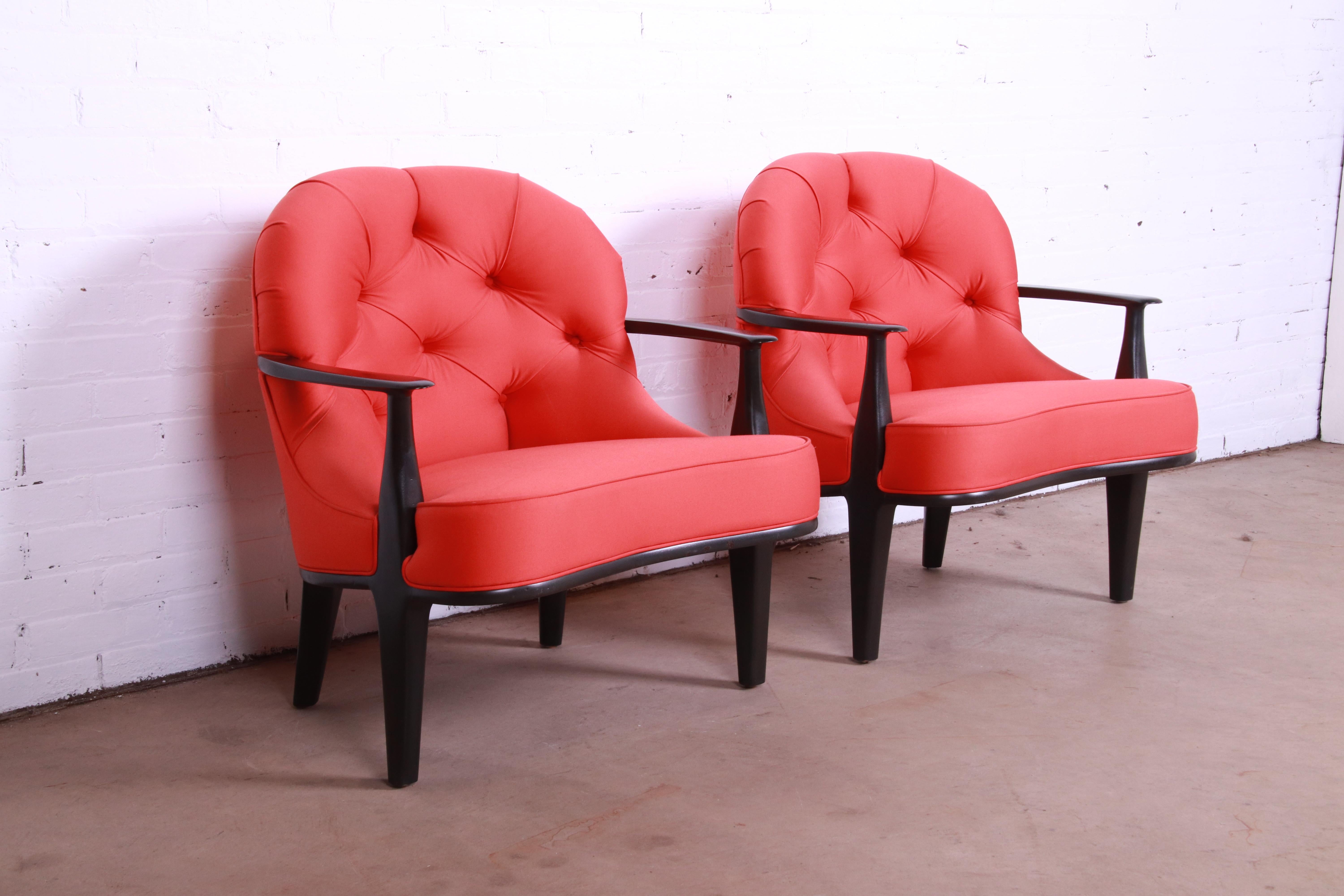 Upholstery Edward Wormley for Dunbar Janus Collection Lounge Chairs, Pair For Sale