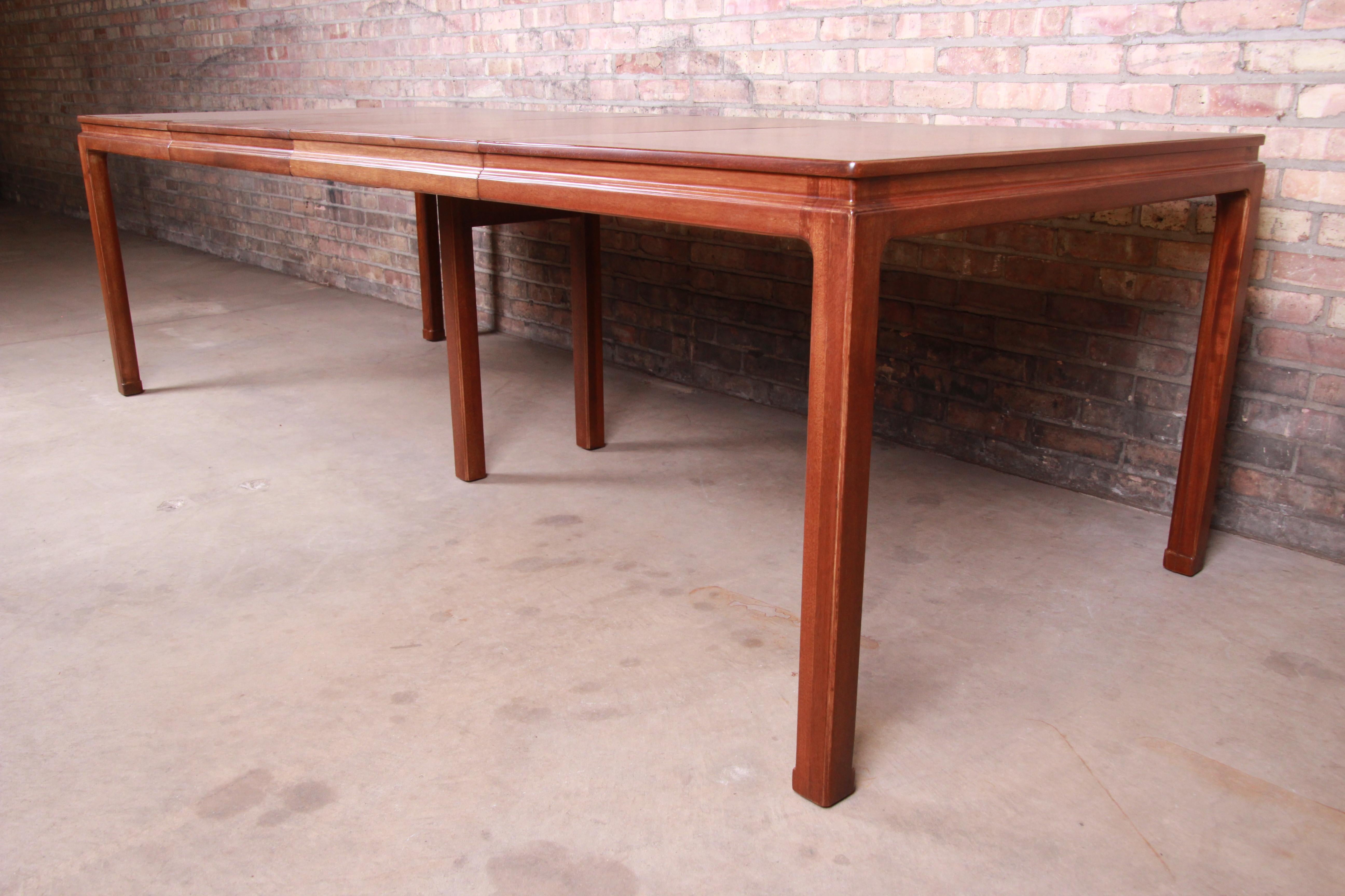 Edward Wormley for Dunbar Janus Collection Walnut Dining Table, Newly Restored In Good Condition For Sale In South Bend, IN