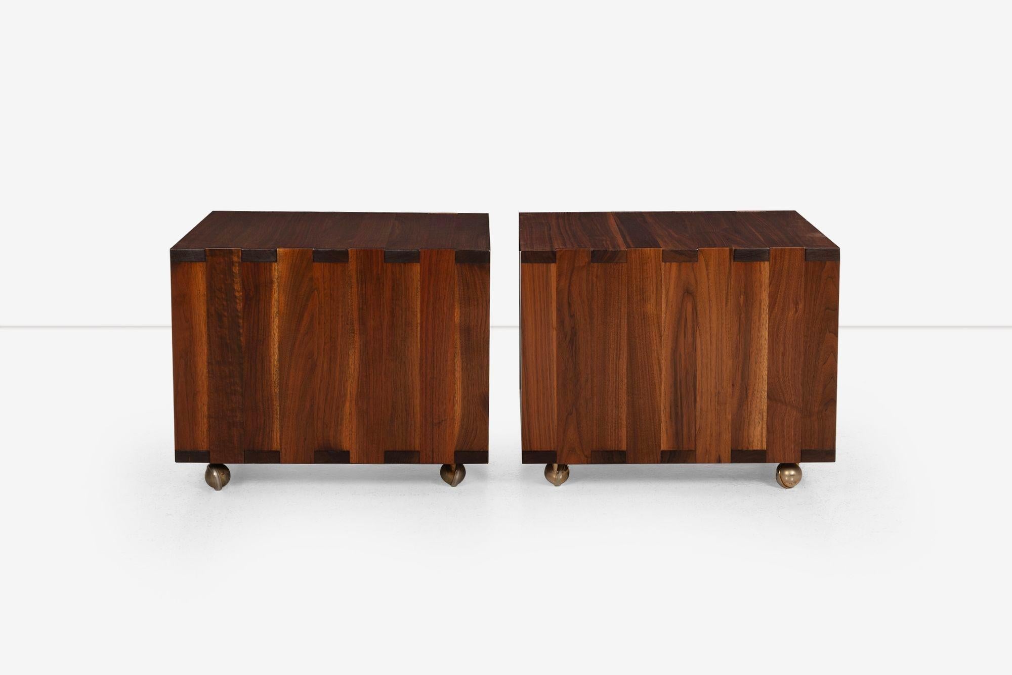 Edward Wormley for Dunbar Janus Group, Pair of End Tables on Casters 1958 In Good Condition For Sale In Chicago, IL