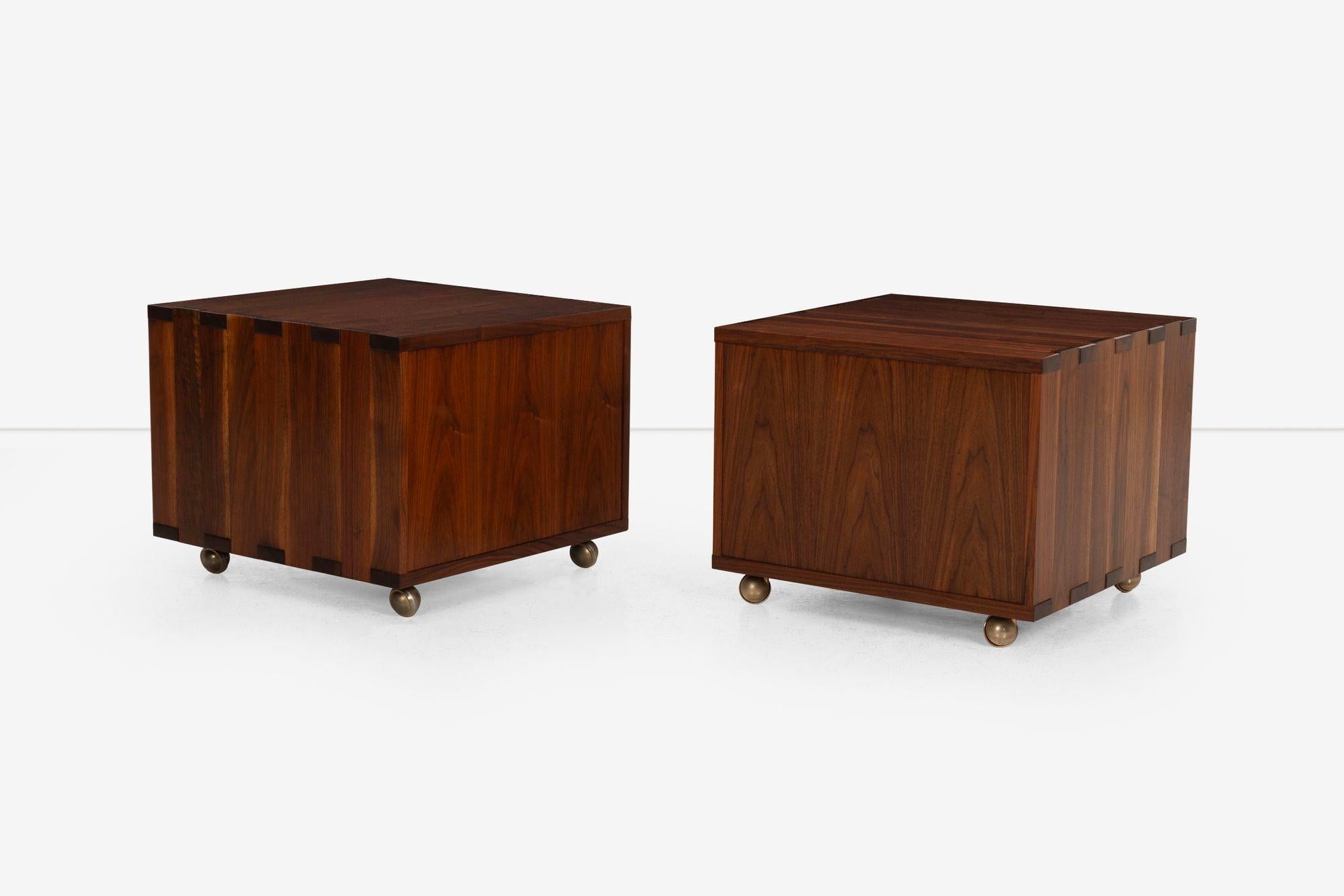 Mid-20th Century Edward Wormley for Dunbar Janus Group, Pair of End Tables on Casters 1958 For Sale