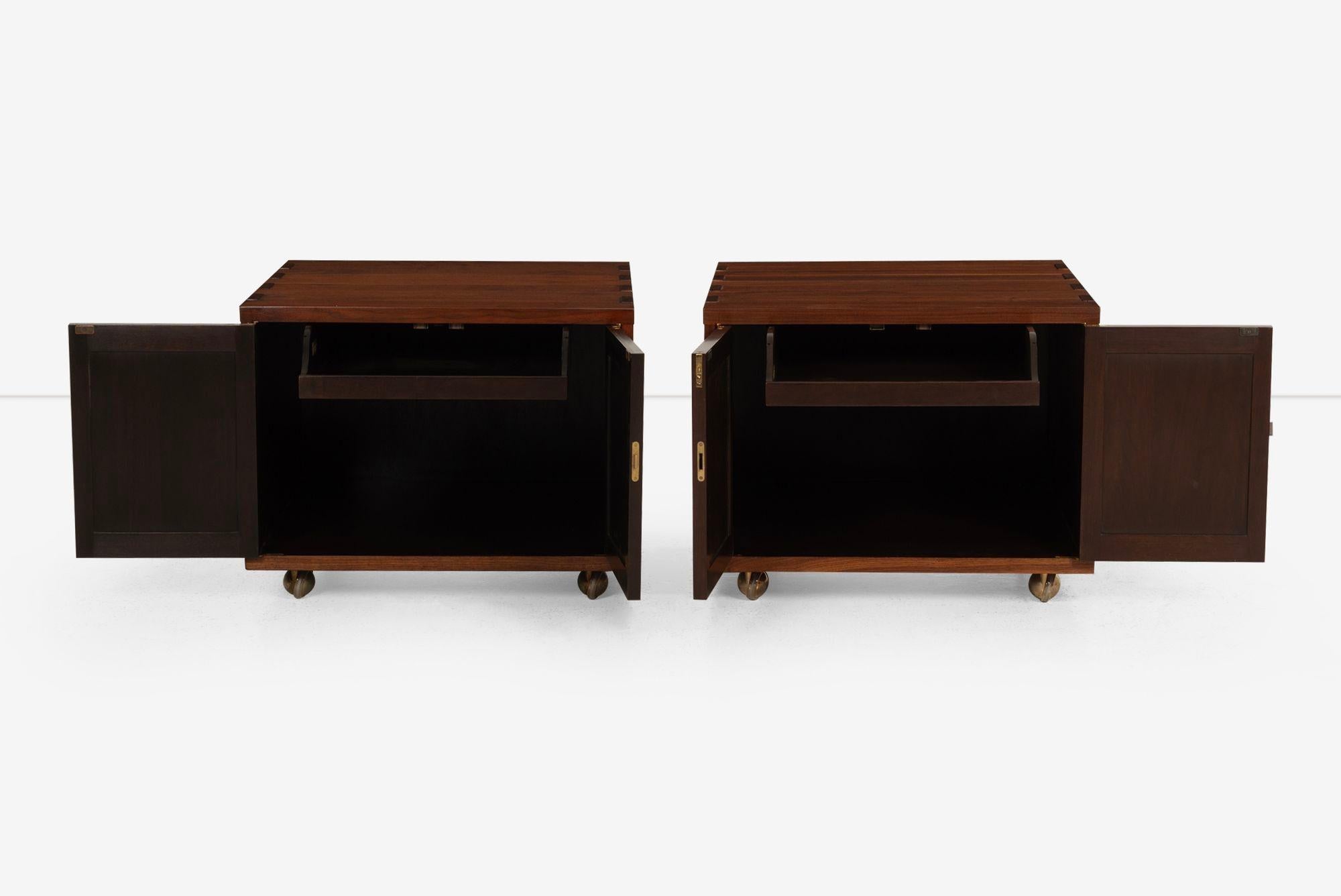 Edward Wormley for Dunbar Janus Group, Pair of End Tables on Casters 1958 For Sale 1