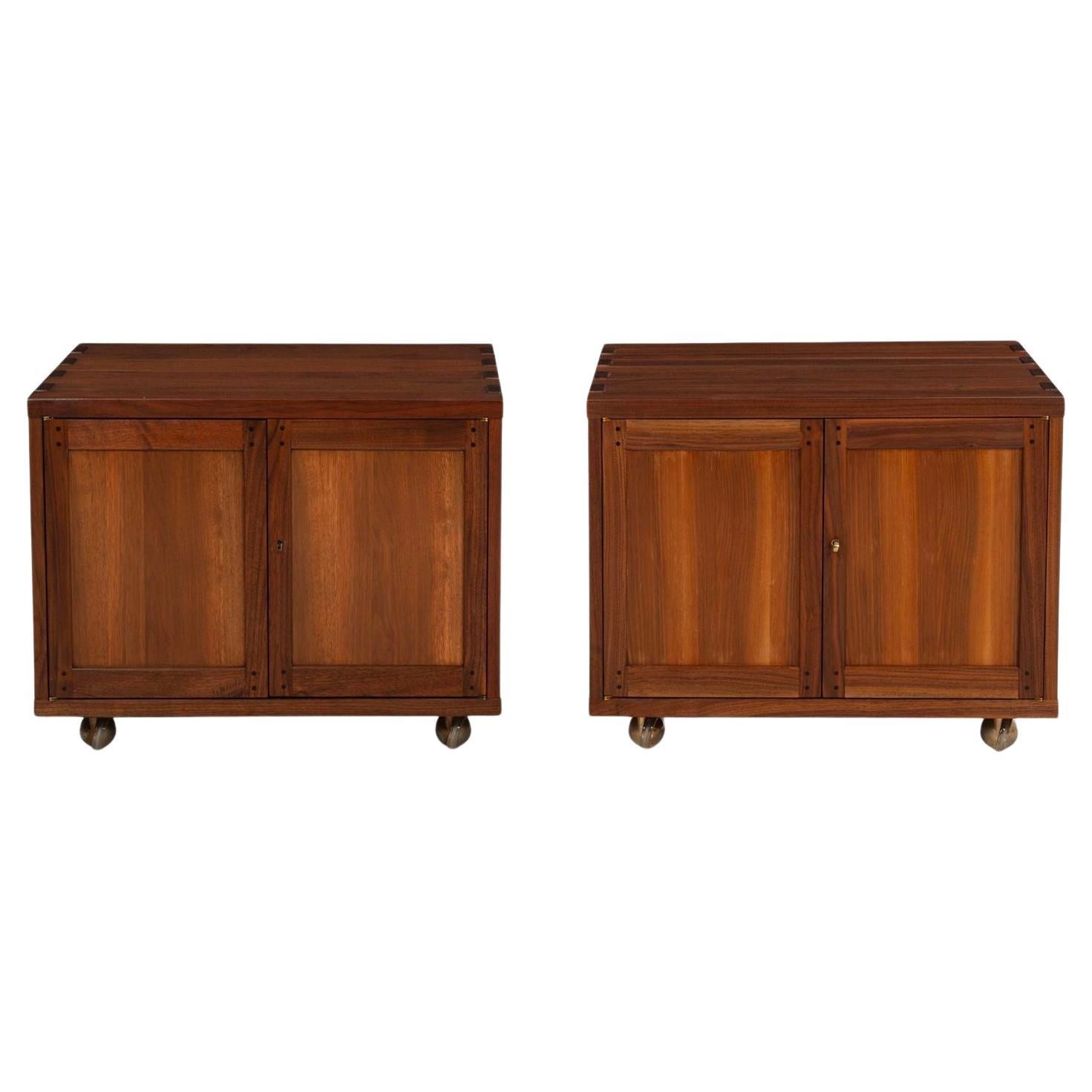 Edward Wormley for Dunbar Janus Group, Pair of End Tables on Casters 1958 For Sale