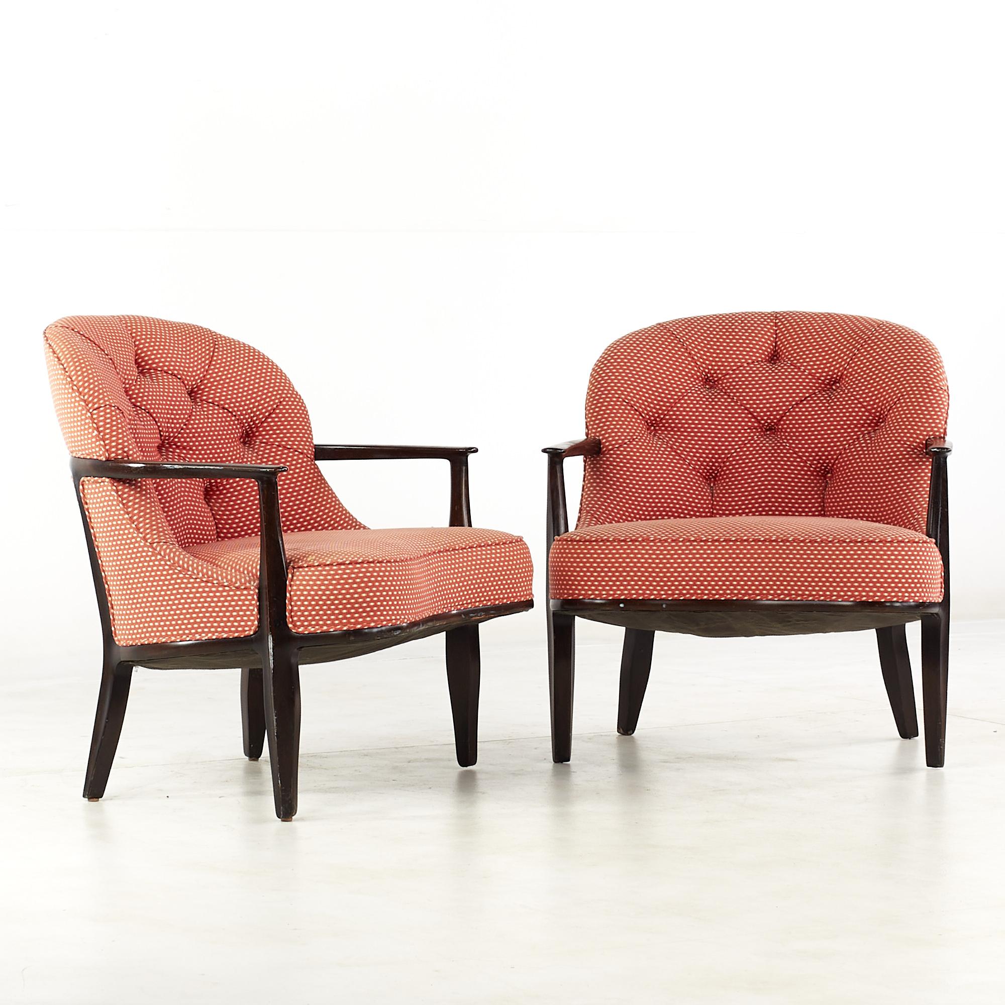 Edward Wormley for Dunbar Janus mid-century lounge chairs - pair.

This chair measures: 27 wide x 27 deep x 33 high, with a seat height of 15.5 and arm height/chair clearance 21 inches.

All pieces of furniture can be had in what we call