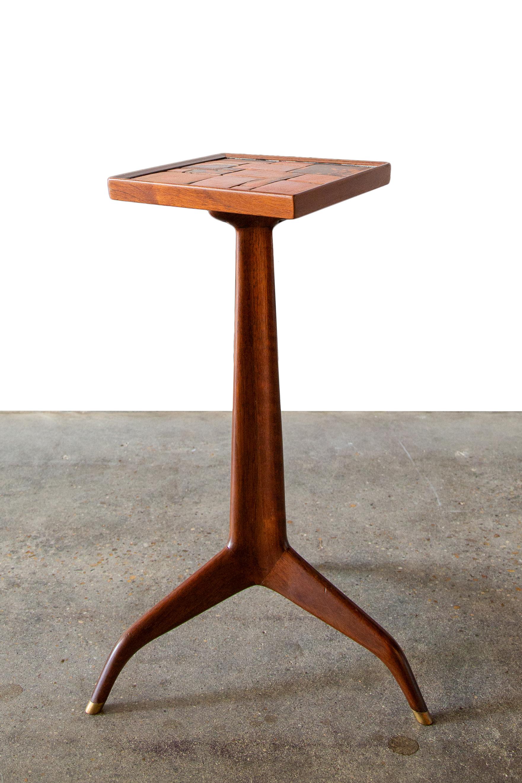 Edward Wormley für Dunbar Janus Brotzeittisch Natzler Fliesen (Moderne der Mitte des Jahrhunderts) im Angebot