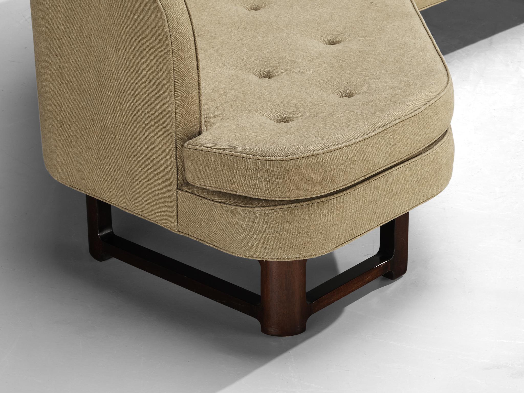 Fabric Edward Wormley for Dunbar 'Janus' Sofa in Beige Upholstery