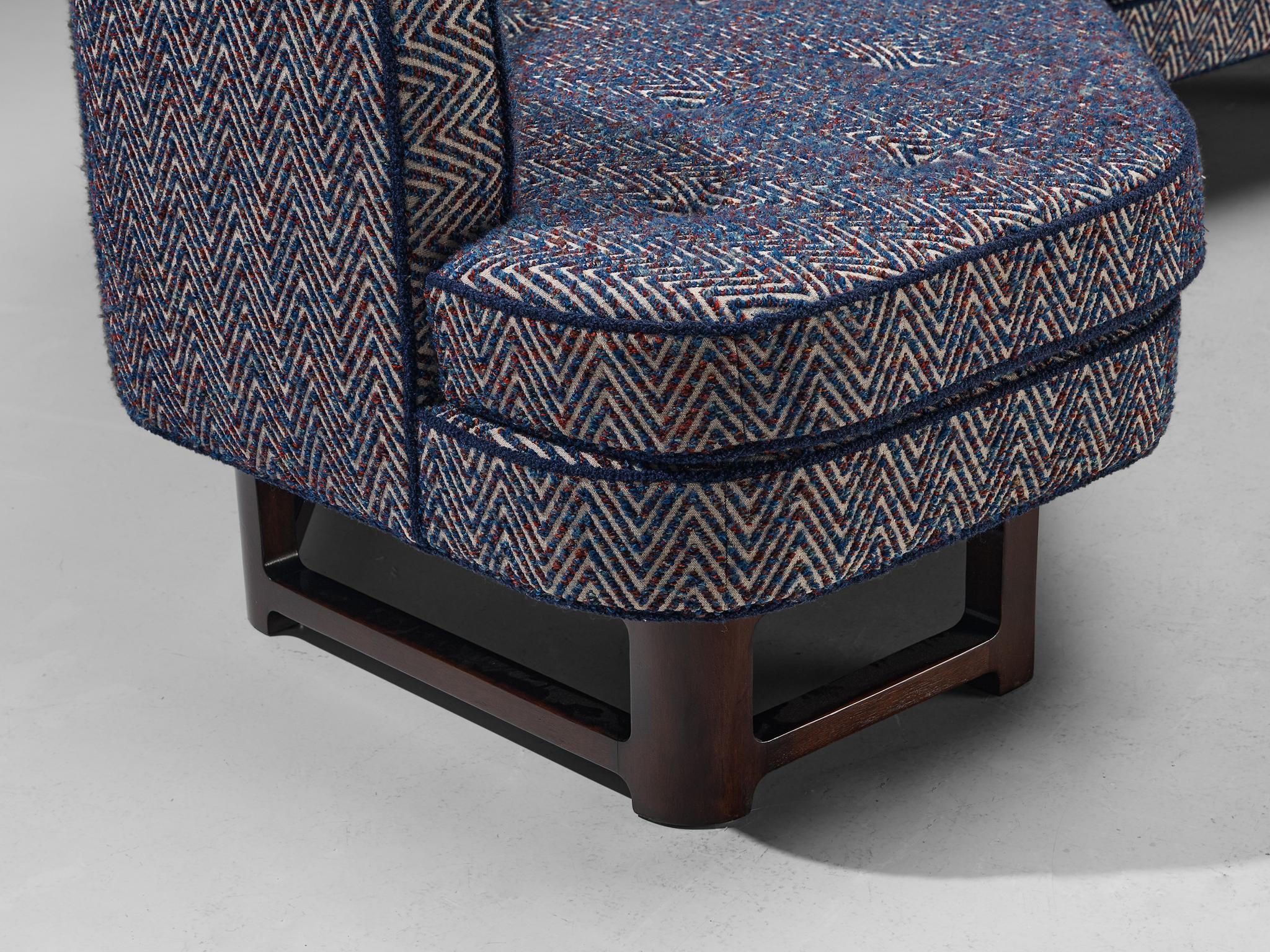 Mid-20th Century Edward Wormley for Dunbar 'Janus' Sofa in Multicolored Patterned Upholstery 