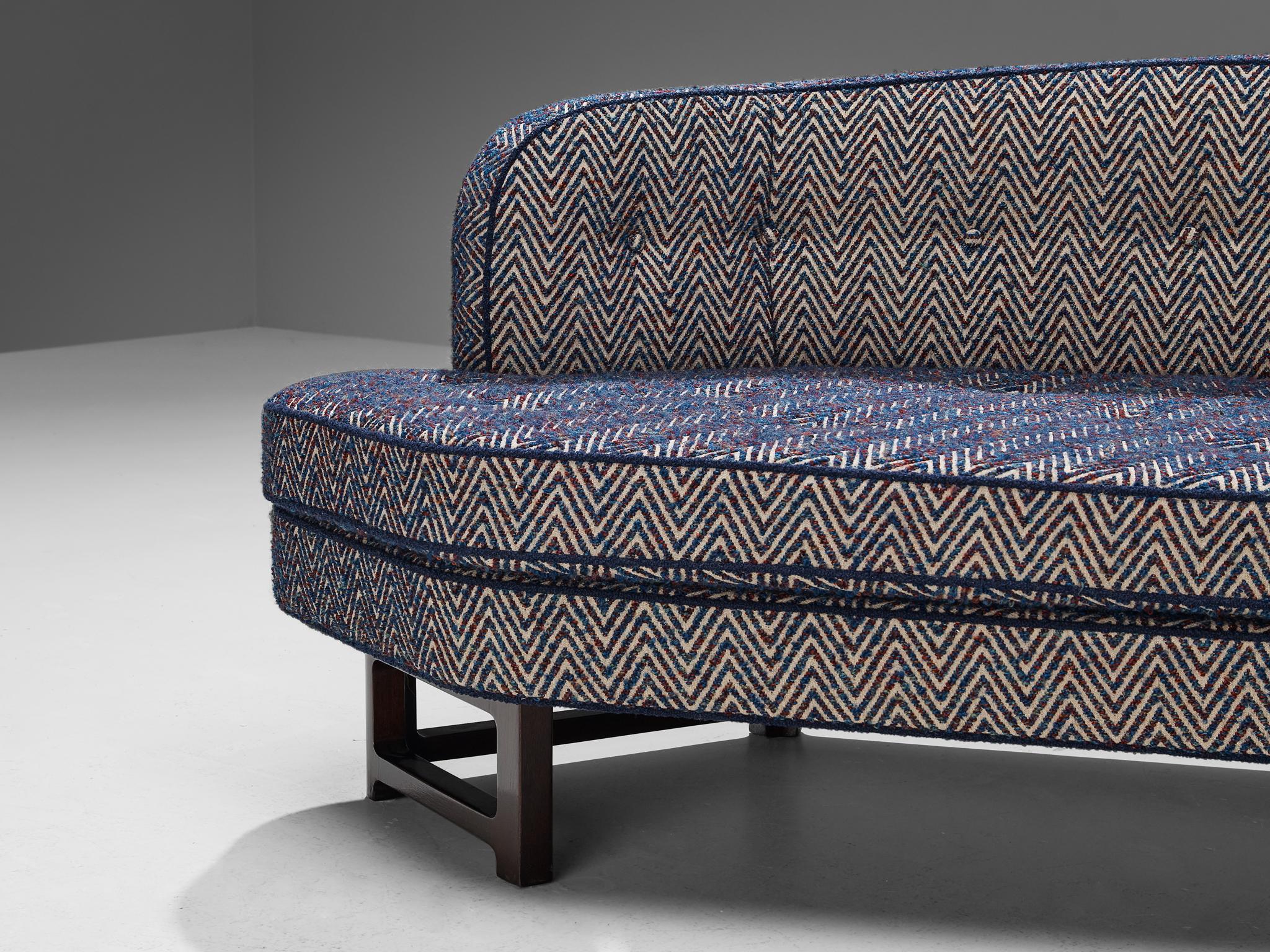 Fabric Edward Wormley for Dunbar 'Janus' Sofa in Multicolored Patterned Upholstery 