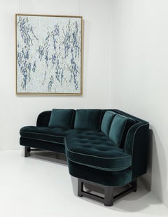 Edward Wormley für Dunbar Janus Sofa aus Raf Simons Samt mit Lederbesatz