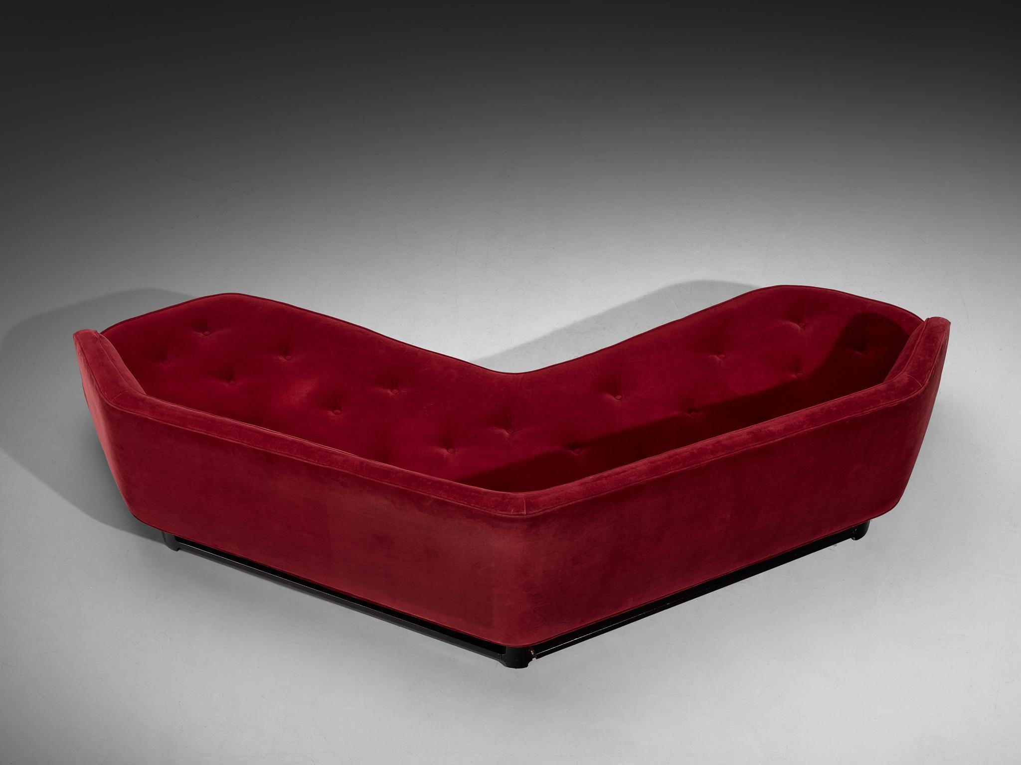 Edward Wormley for Dunbar 'Janus' Sofa in Red Velvet For Sale 5
