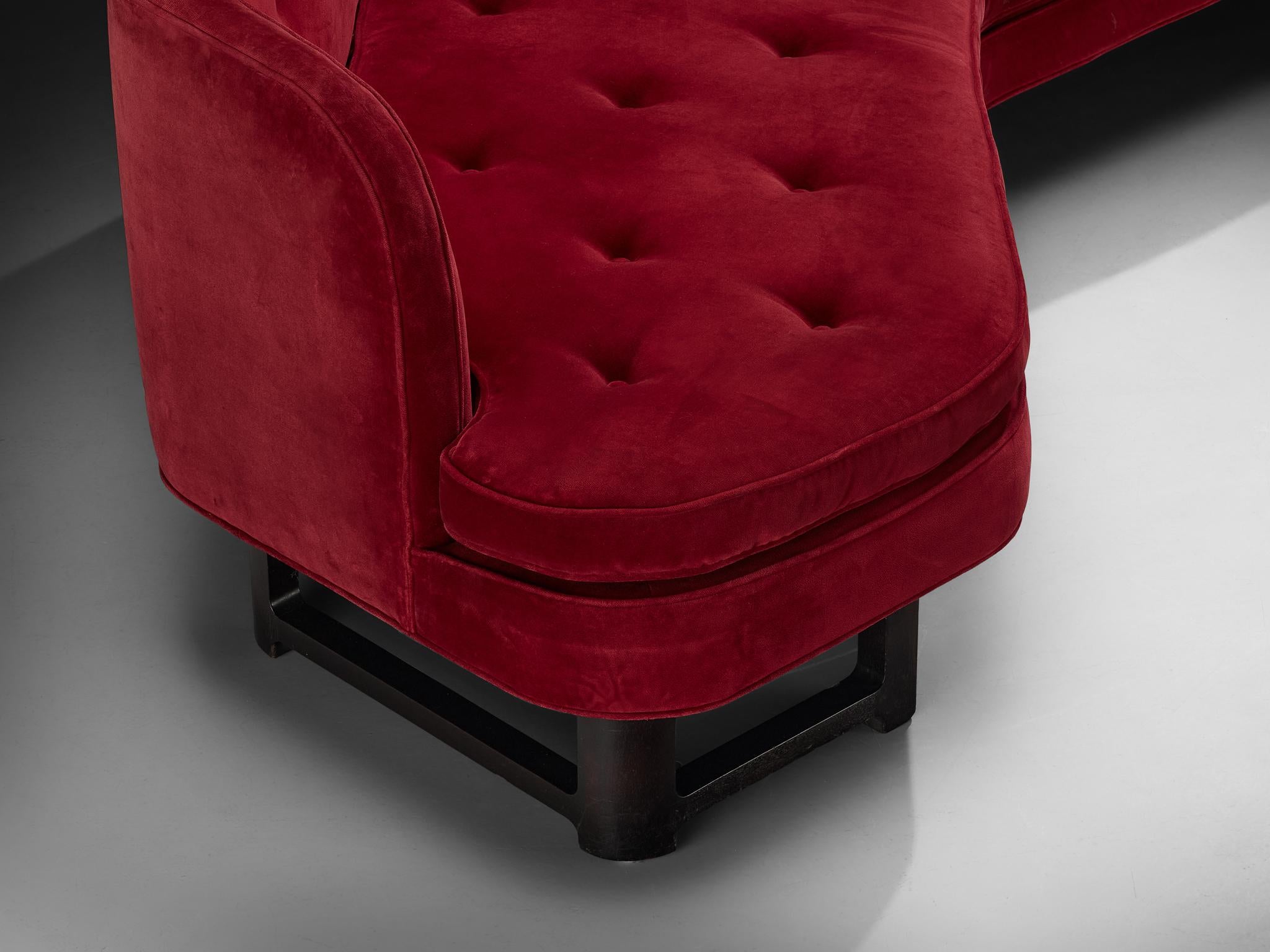 Mid-Century Modern Edward Wormley for Dunbar 'Janus' Sofa in Red Velvet For Sale