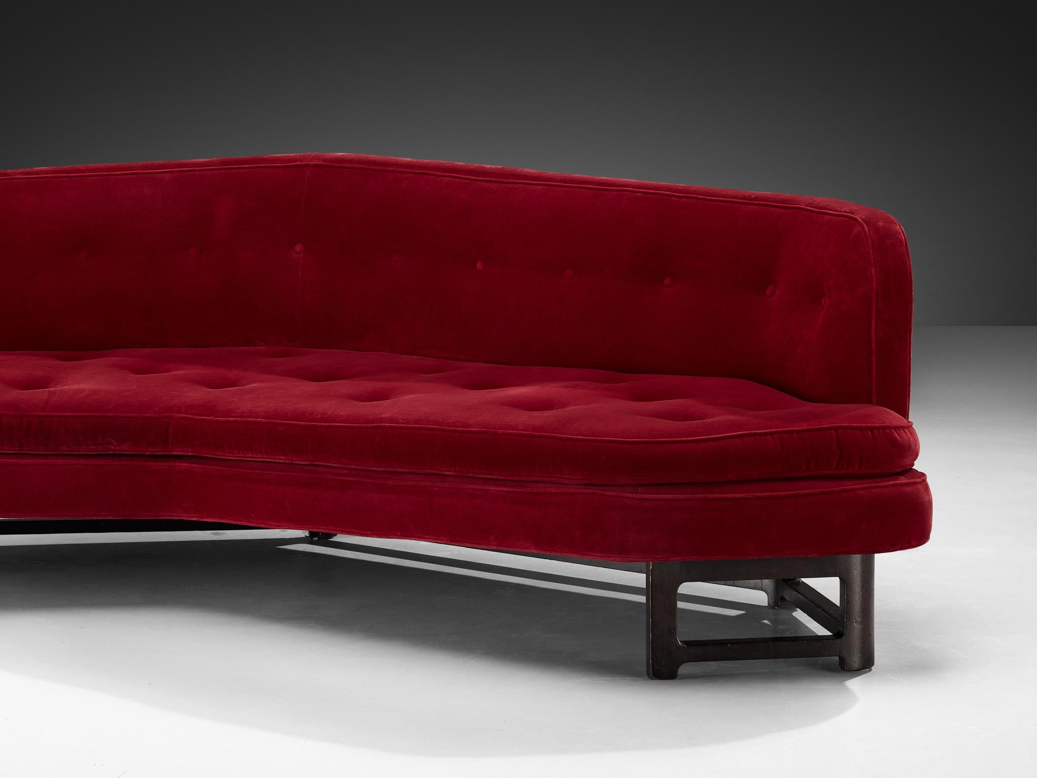 Edward Wormley for Dunbar 'Janus' Sofa in Red Velvet For Sale 3