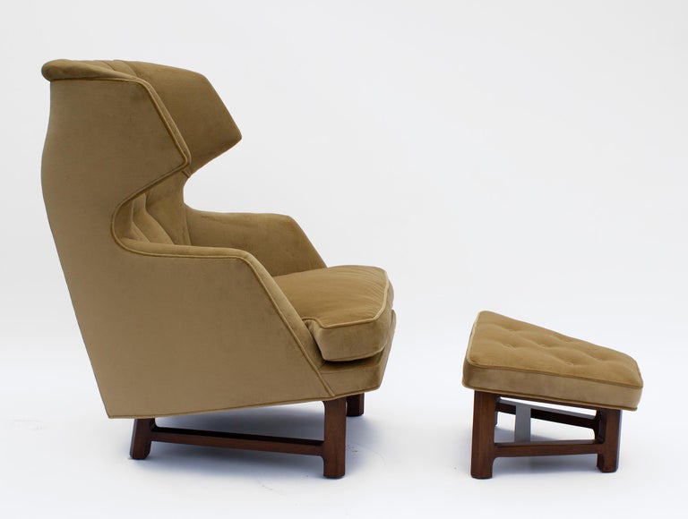 Mid-Century Modern Edward Wormley for Dunbar Janus Wing-Back Lounge Chair & Ottoman Model 5761 For Sale