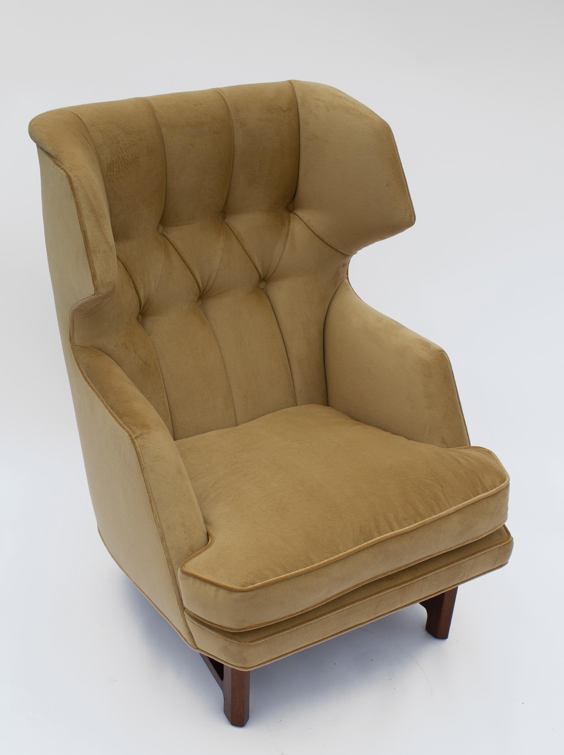 Edward Wormley for Dunbar Janus Wing-Back Lounge Chair & Ottoman Model 5761 In Good Condition In Dallas, TX