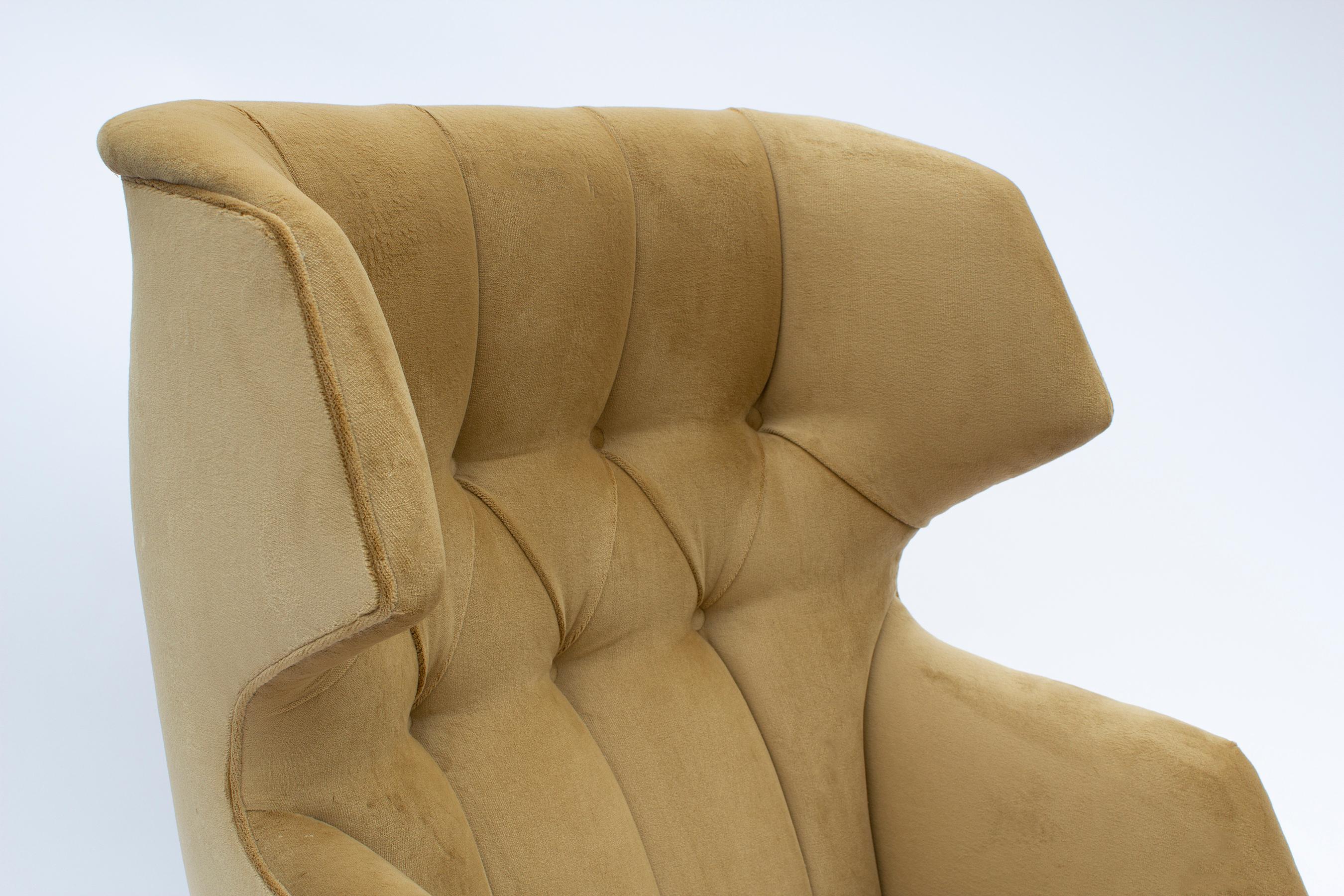 20th Century Edward Wormley for Dunbar Janus Wing-Back Lounge Chair & Ottoman Model 5761