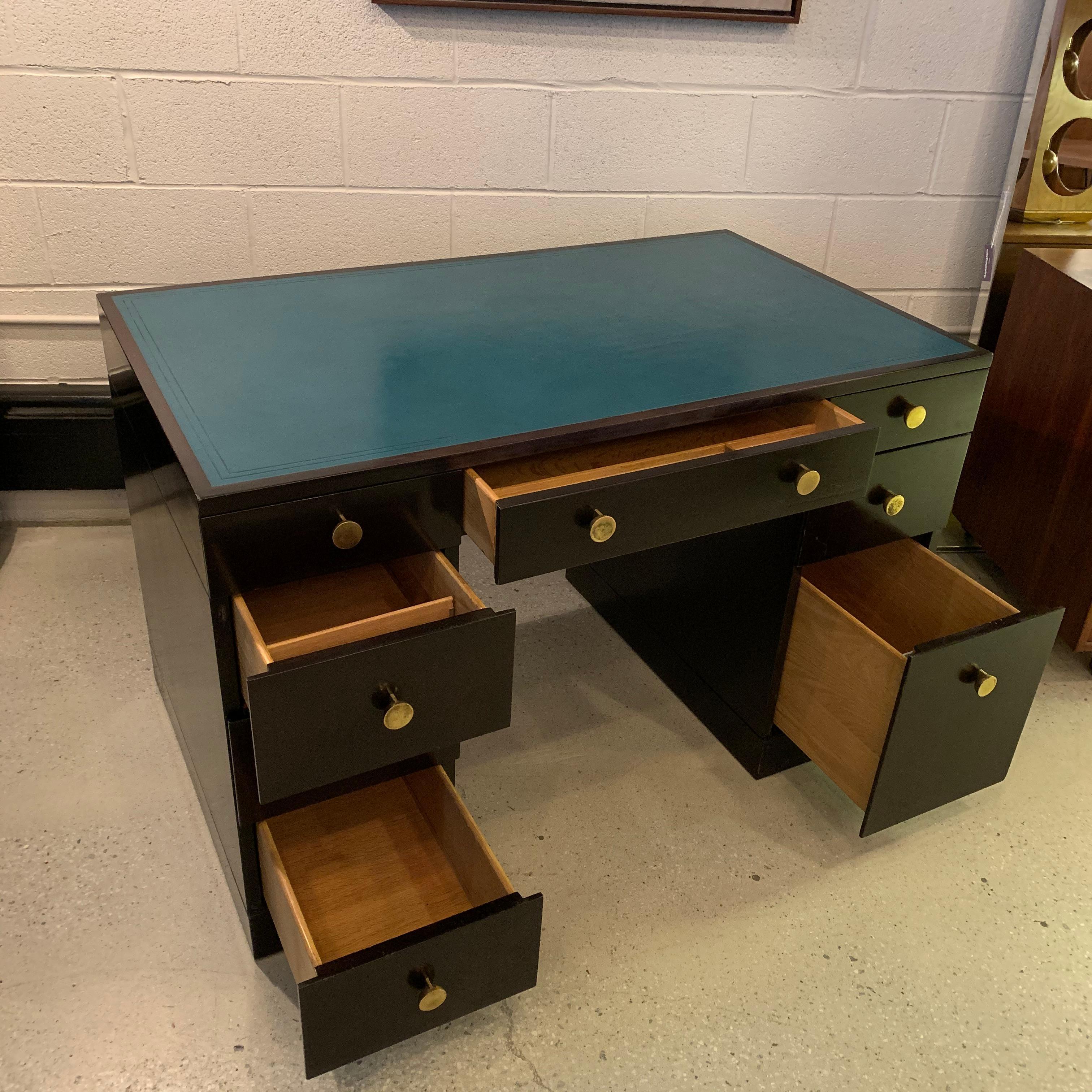 Edward Wormley for Dunbar Lacquered Rosewood Desk with Leather Top 3