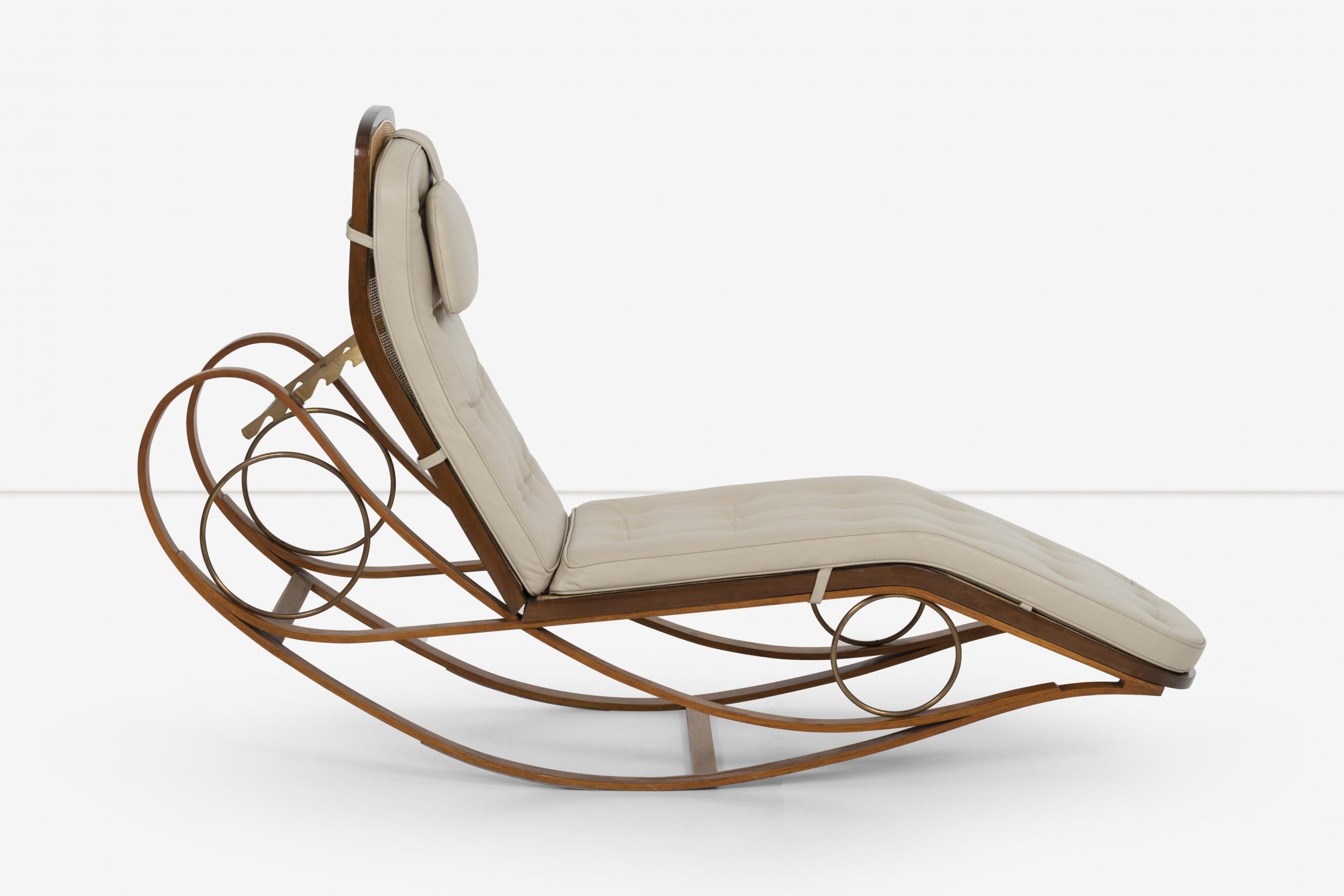 Leather Edward Wormley for Dunbar Laminated Rocking Chaise Prototype