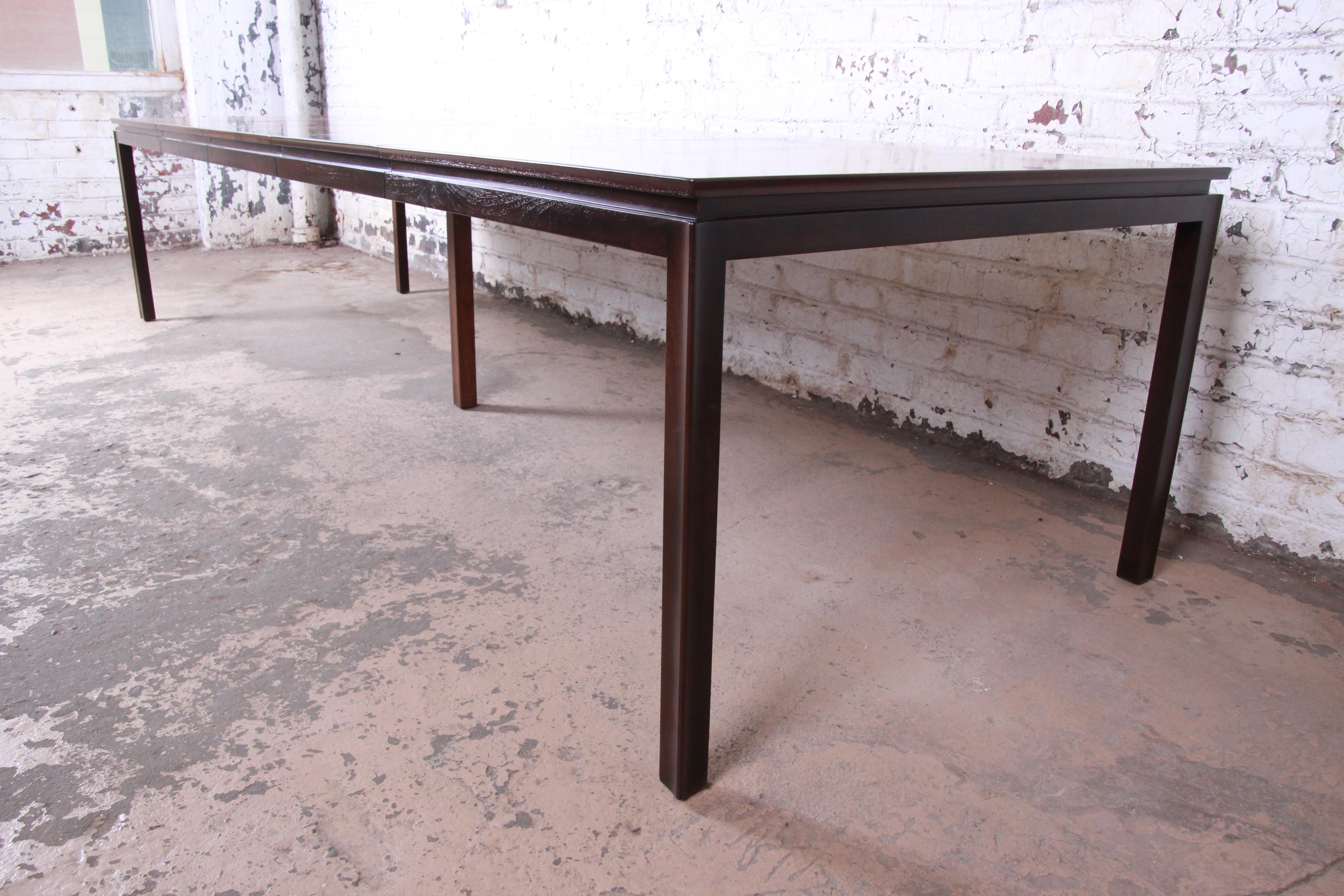 Edward Wormley for Dunbar Large Walnut Extension Dining Table, Newly Restored 2