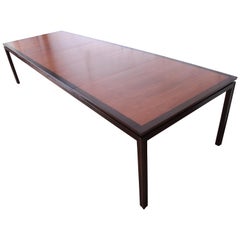 Edward Wormley for Dunbar Large Walnut Extension Dining Table, Newly Restored