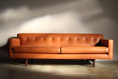Edward Wormley for Dunbar Leather Bracket Back Sofa, 1950s