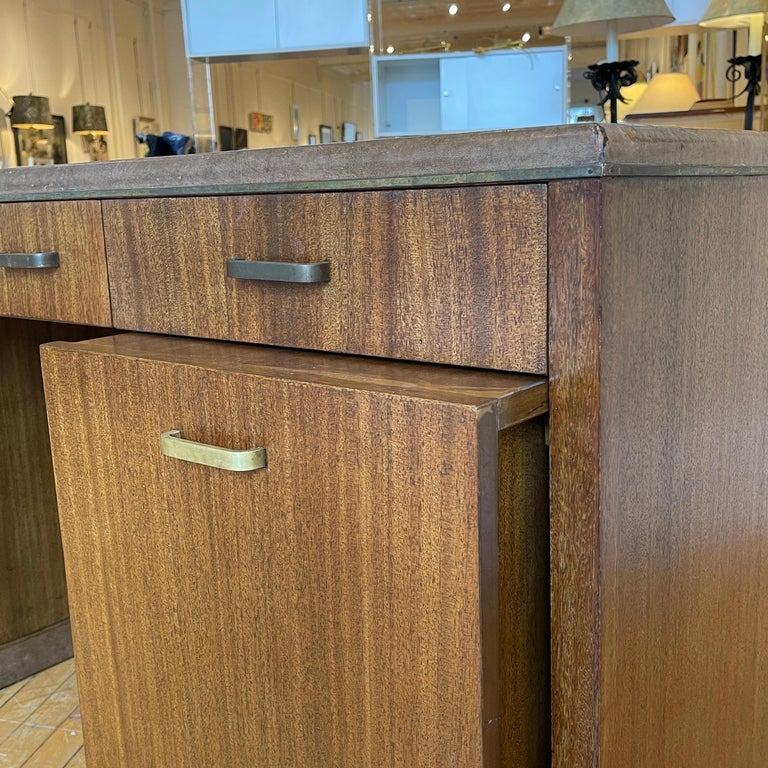 Edward Wormley for Dunbar Leather Desk W. Convertible Credenza and