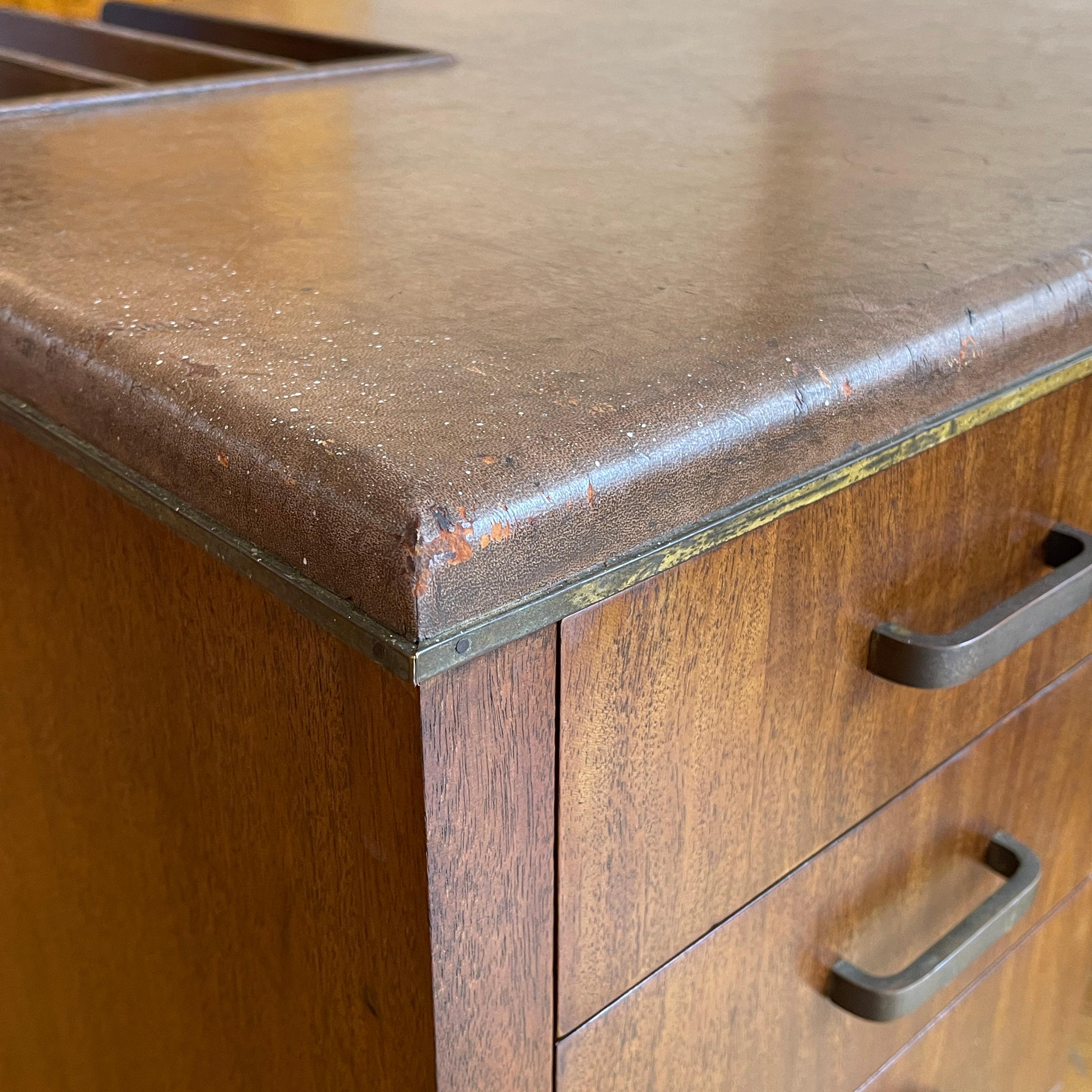 Edward Wormley for Dunbar Leather Desk W. Convertible Credenza & Hidden Storage 4