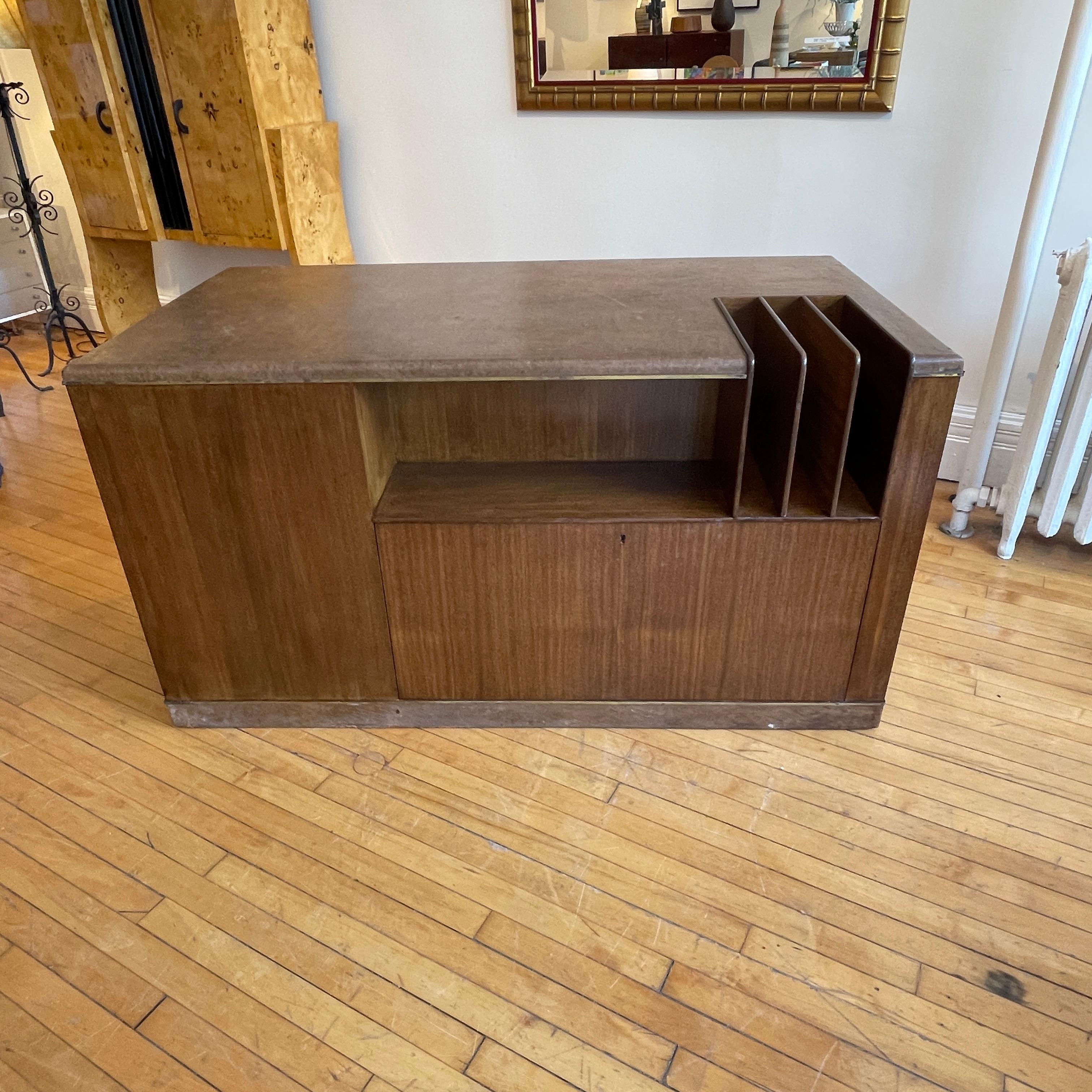 Edward Wormley for Dunbar Leather Desk W. Convertible Credenza & Hidden Storage 8