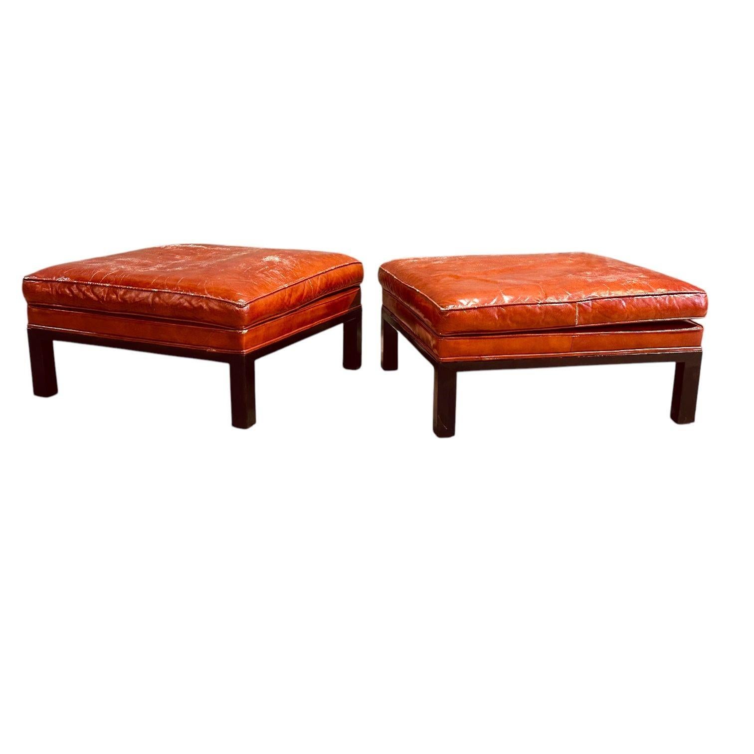 Edward Wormley für Dunbar, Leder-Ottomanen, 1960 (amerikanisch) im Angebot