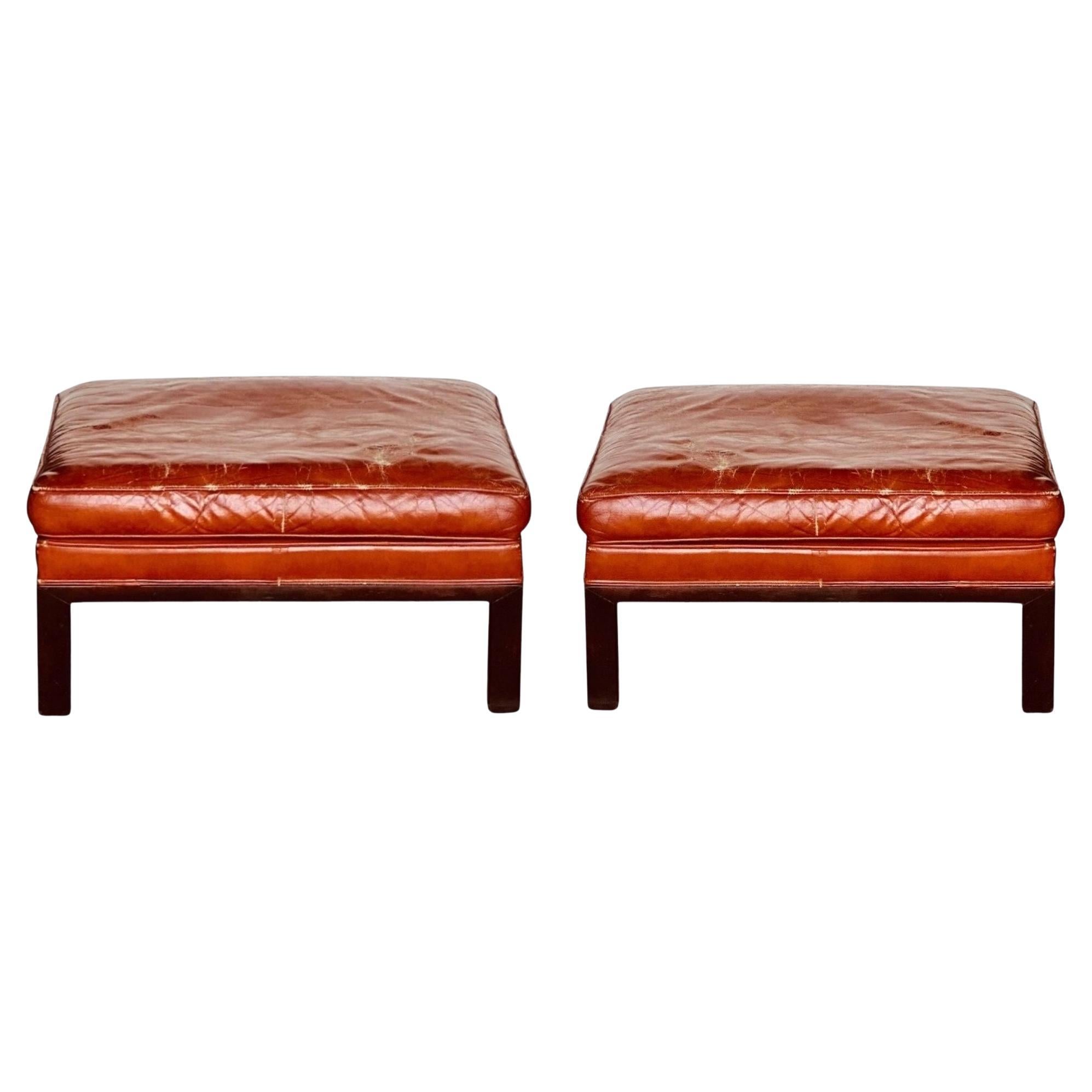Edward Wormley für Dunbar, Leder-Ottomanen, 1960 im Angebot