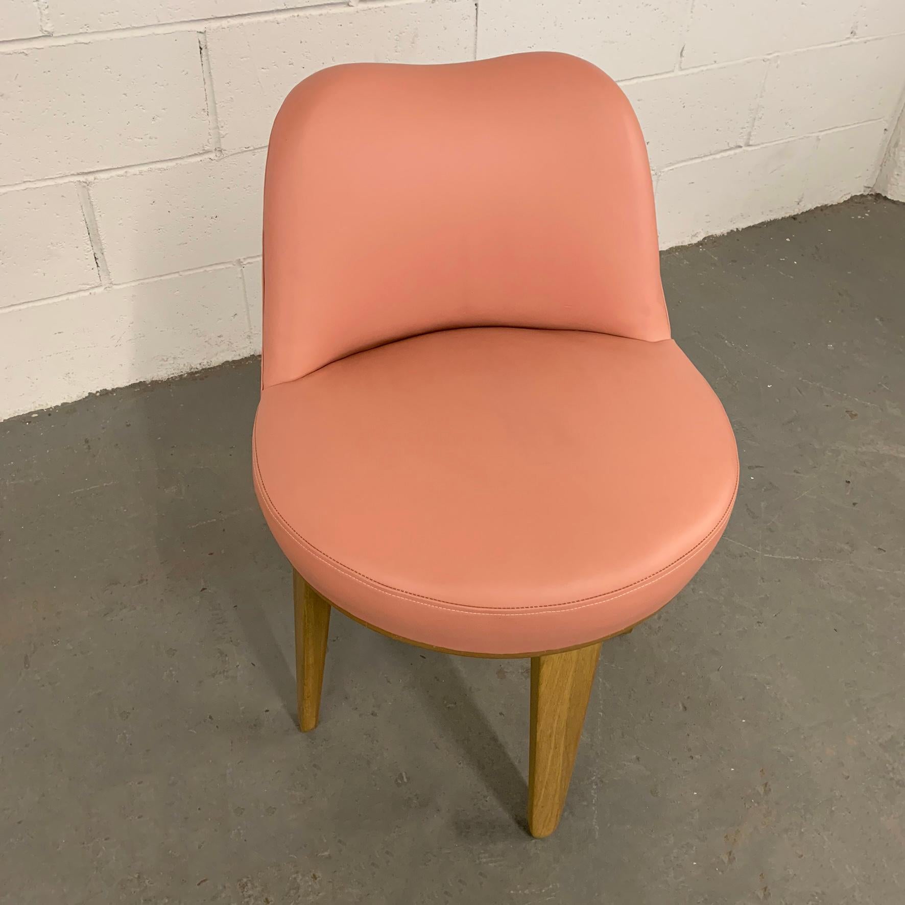 Mahogany Edward Wormley for Dunbar Leather Swivel Vanity Chair