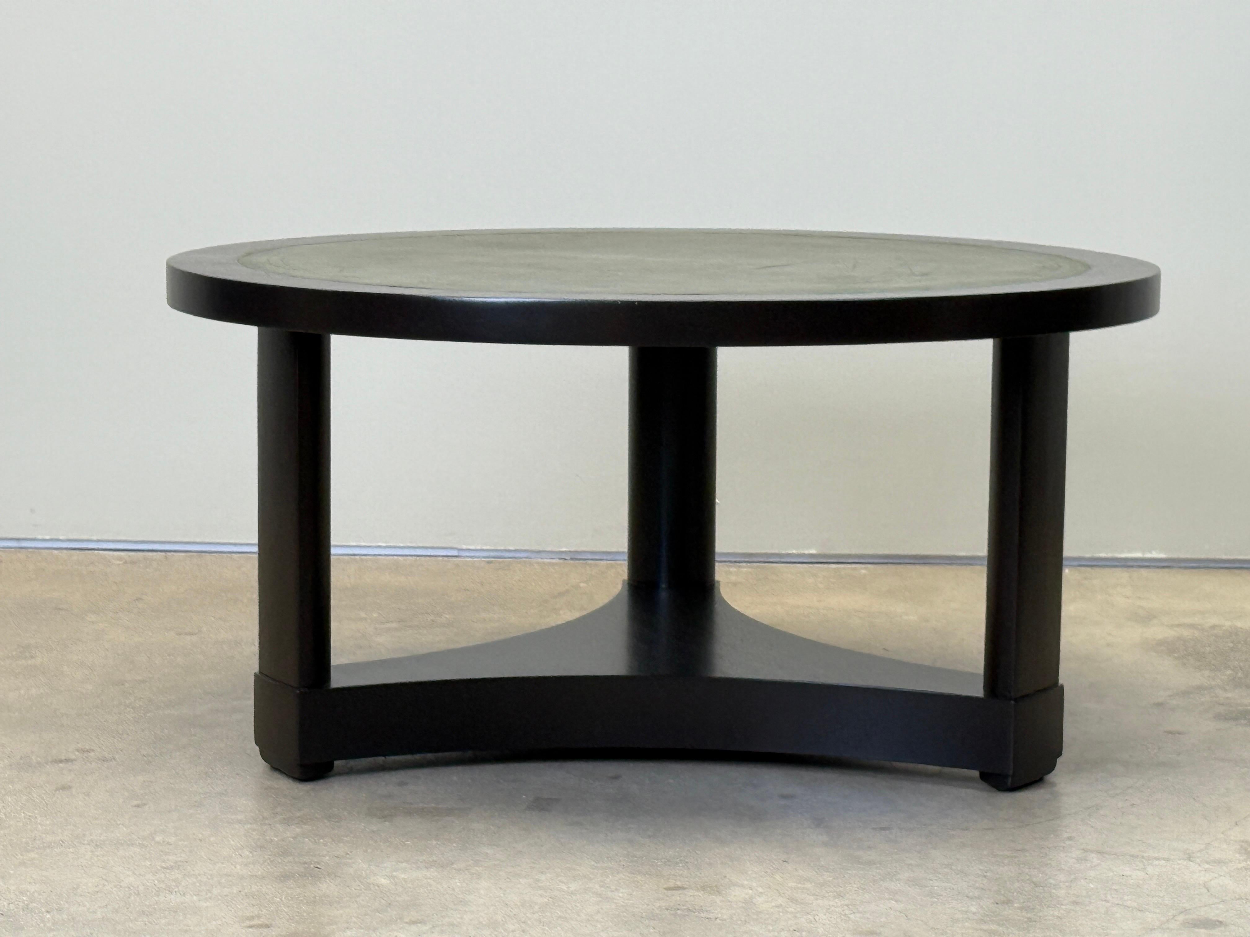 Mesa baja con tapa de cuero Edward Wormley para Dunbar en venta 12