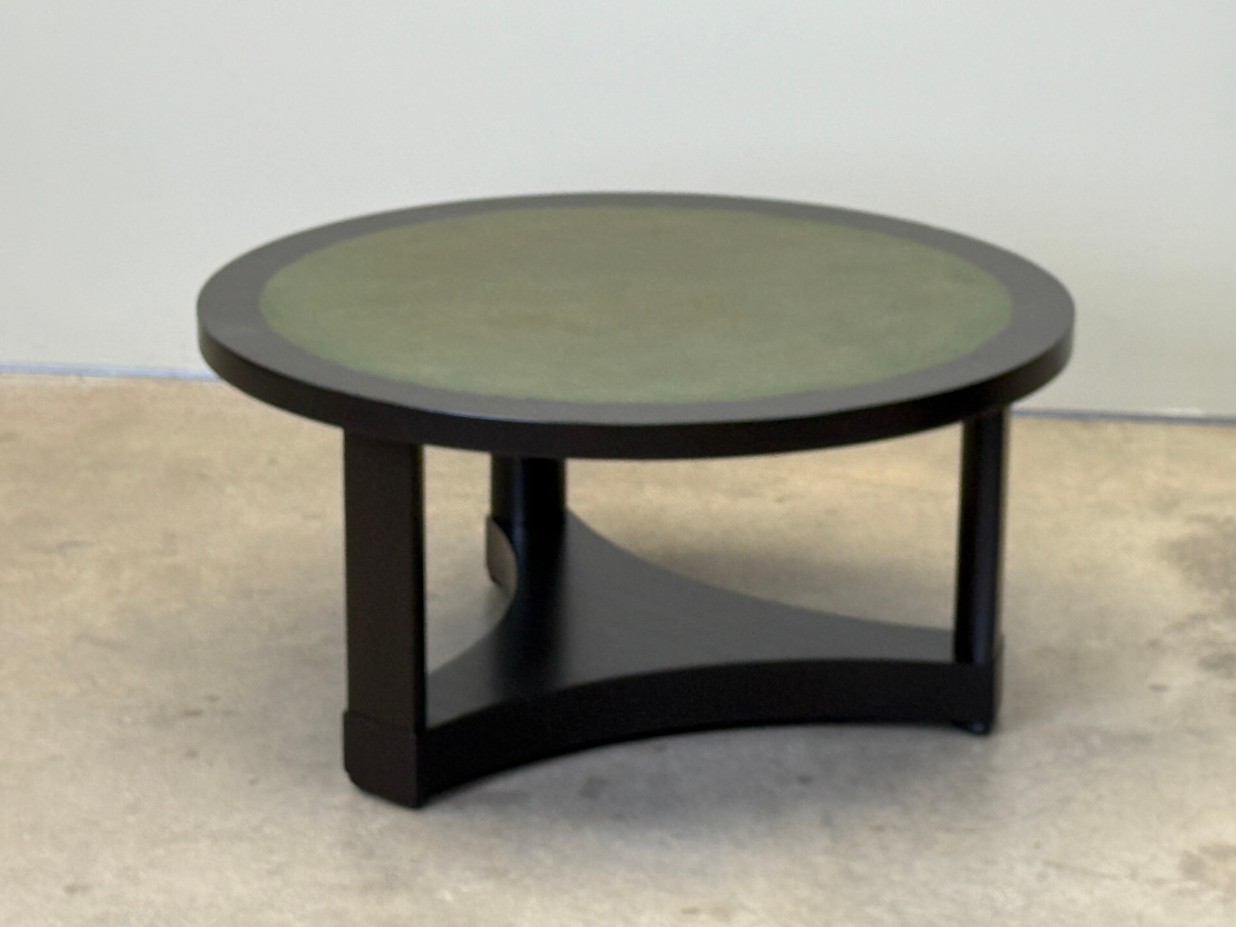 Mesa baja con tapa de cuero Edward Wormley para Dunbar en venta 3