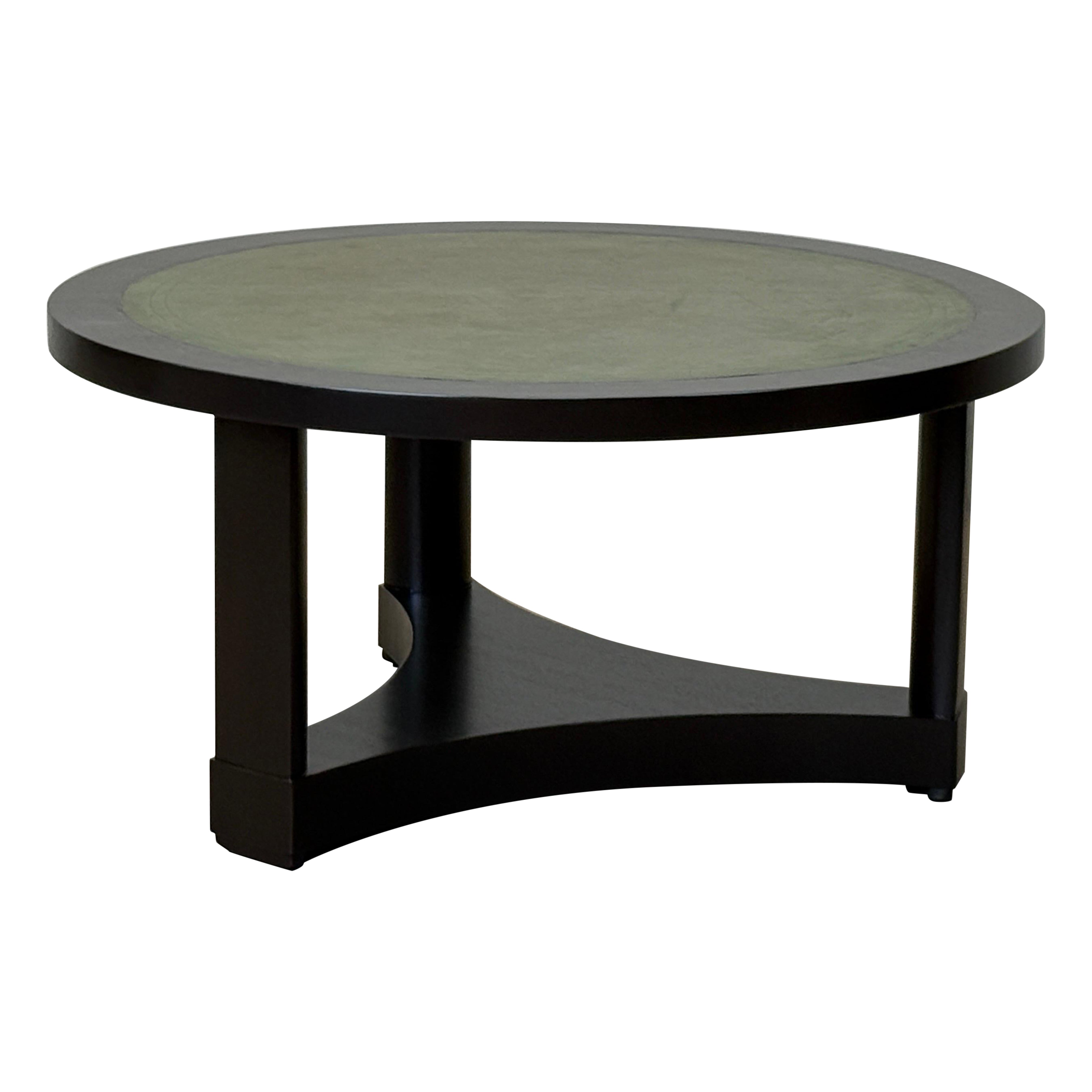 Mesa baja con tapa de cuero Edward Wormley para Dunbar en venta