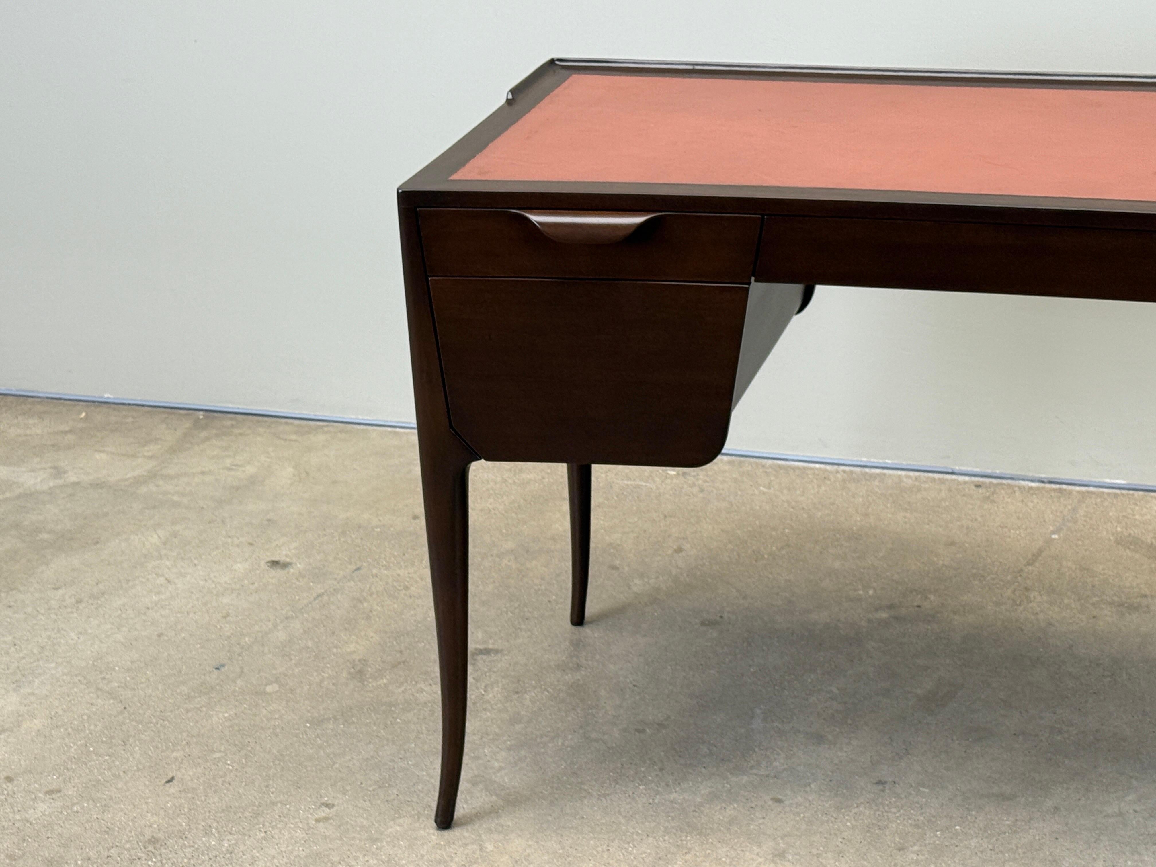 Edward Wormley for Dunbar Leather Top Desk (Mitte des 20. Jahrhunderts) im Angebot