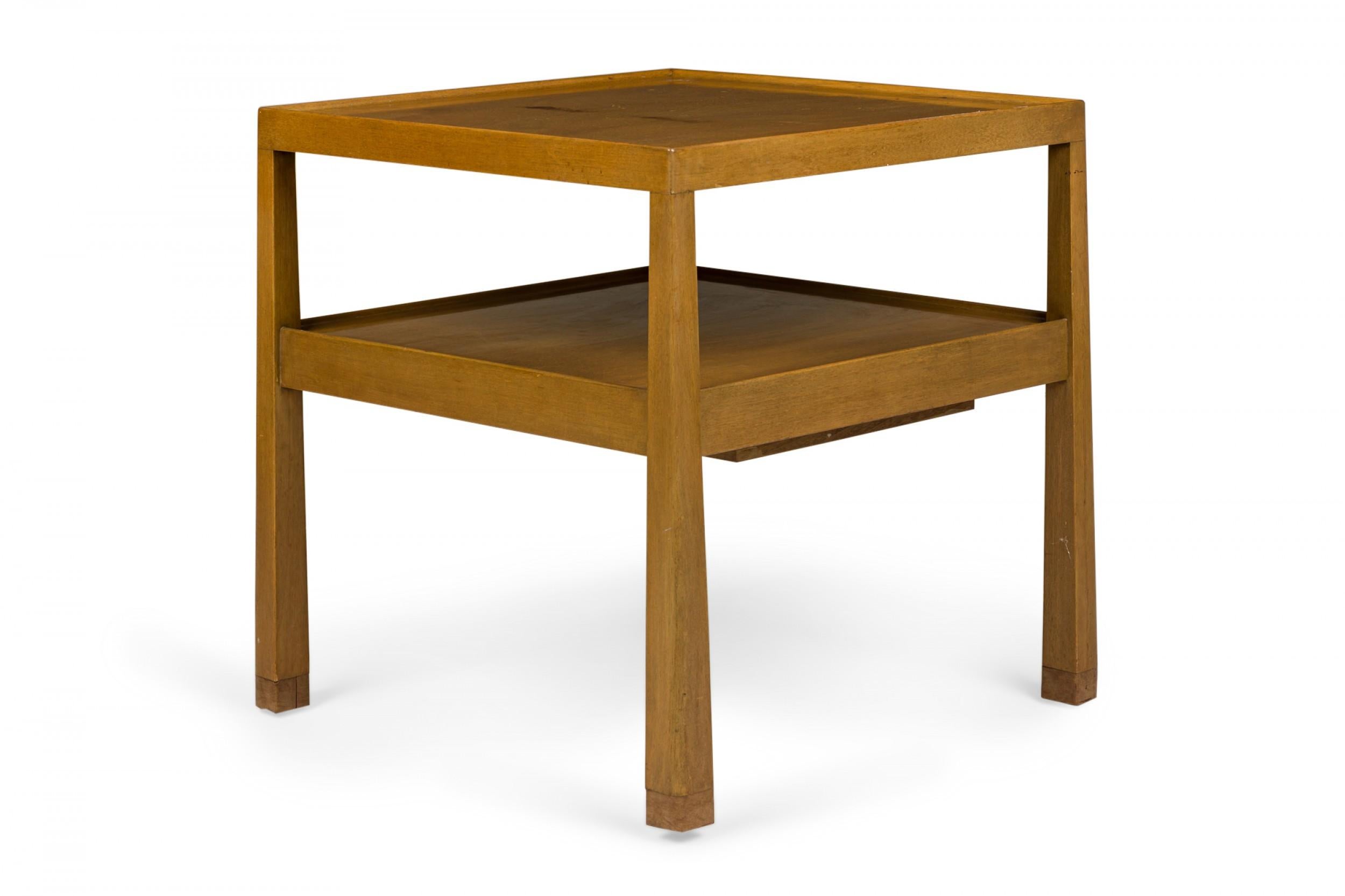 American Edward Wormley for Dunbar Light Finished Wooden Two Tier End / Side Table For Sale