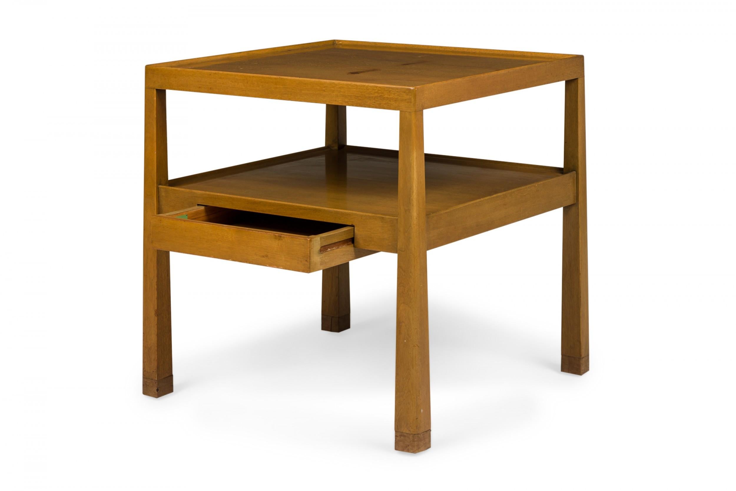 20th Century Edward Wormley for Dunbar Light Finished Wooden Two Tier End / Side Table For Sale