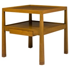 Edward Wormley for Dunbar Light Finished Wooden Two Tier End / Side Table