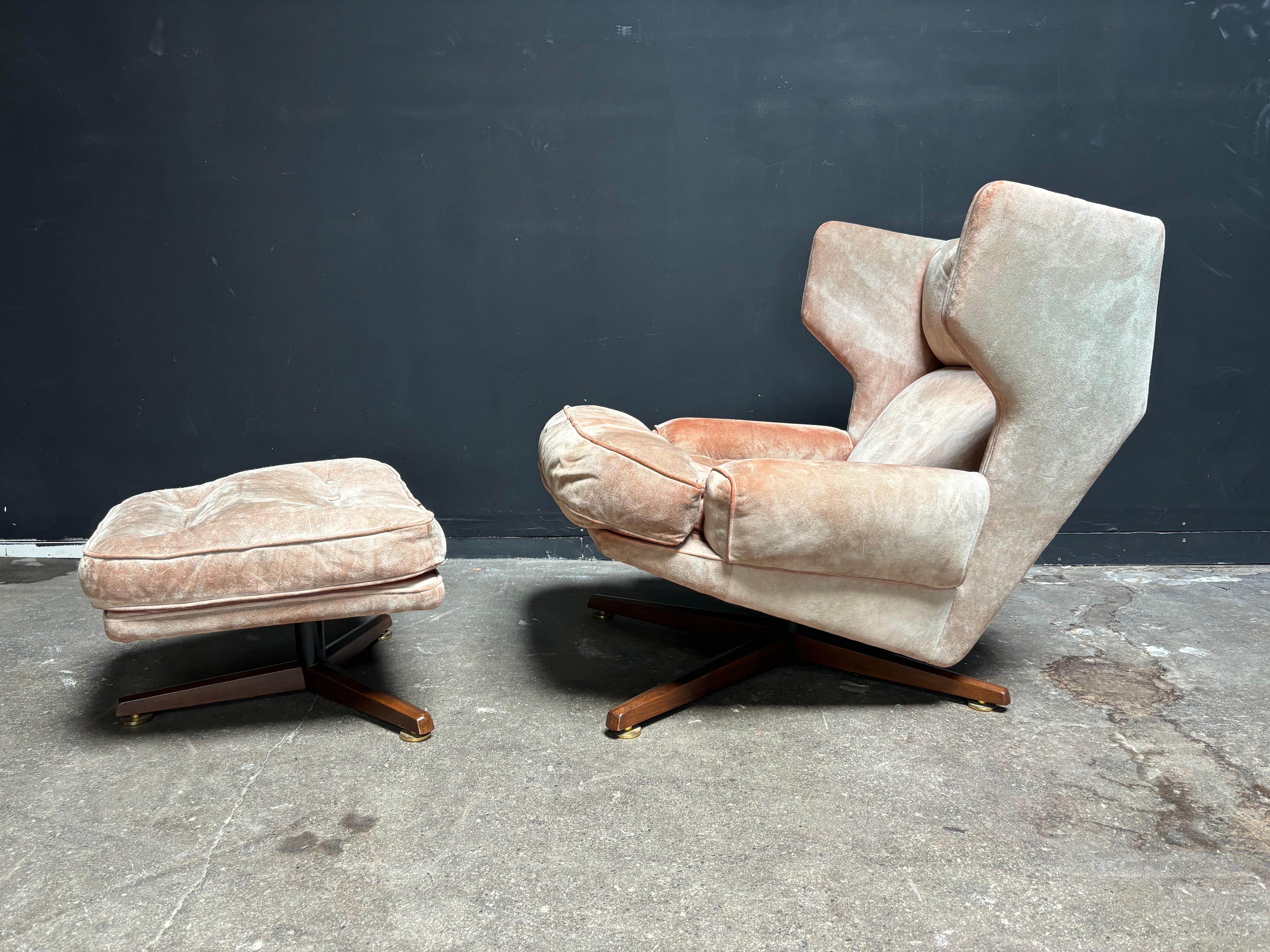 Edward Wormley per Dunbar Lounge Chair e ottomana modello 6142 In condizioni buone in vendita a Philadelphia, PA