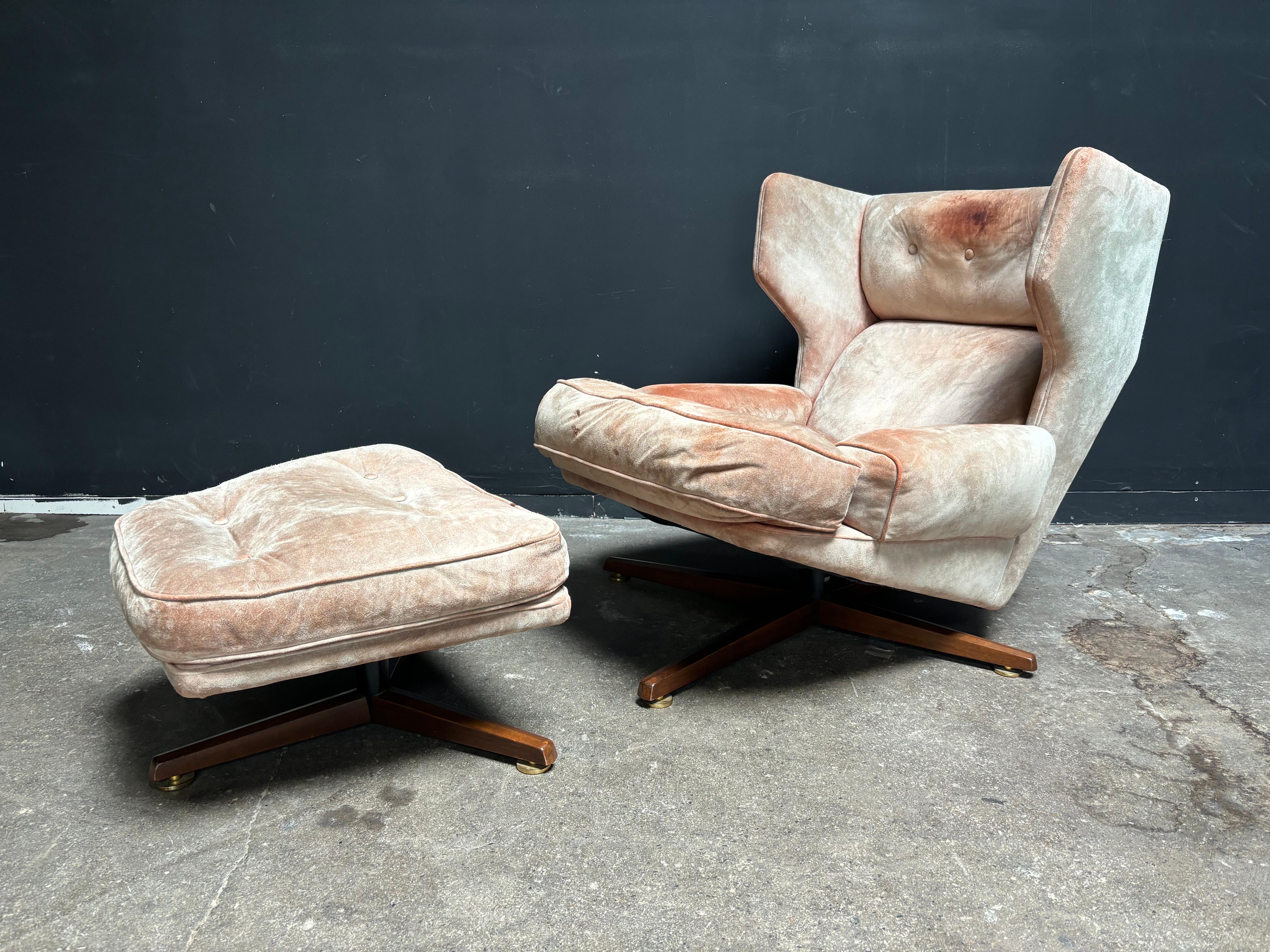 Tappezzeria Edward Wormley per Dunbar Lounge Chair e ottomana modello 6142 in vendita