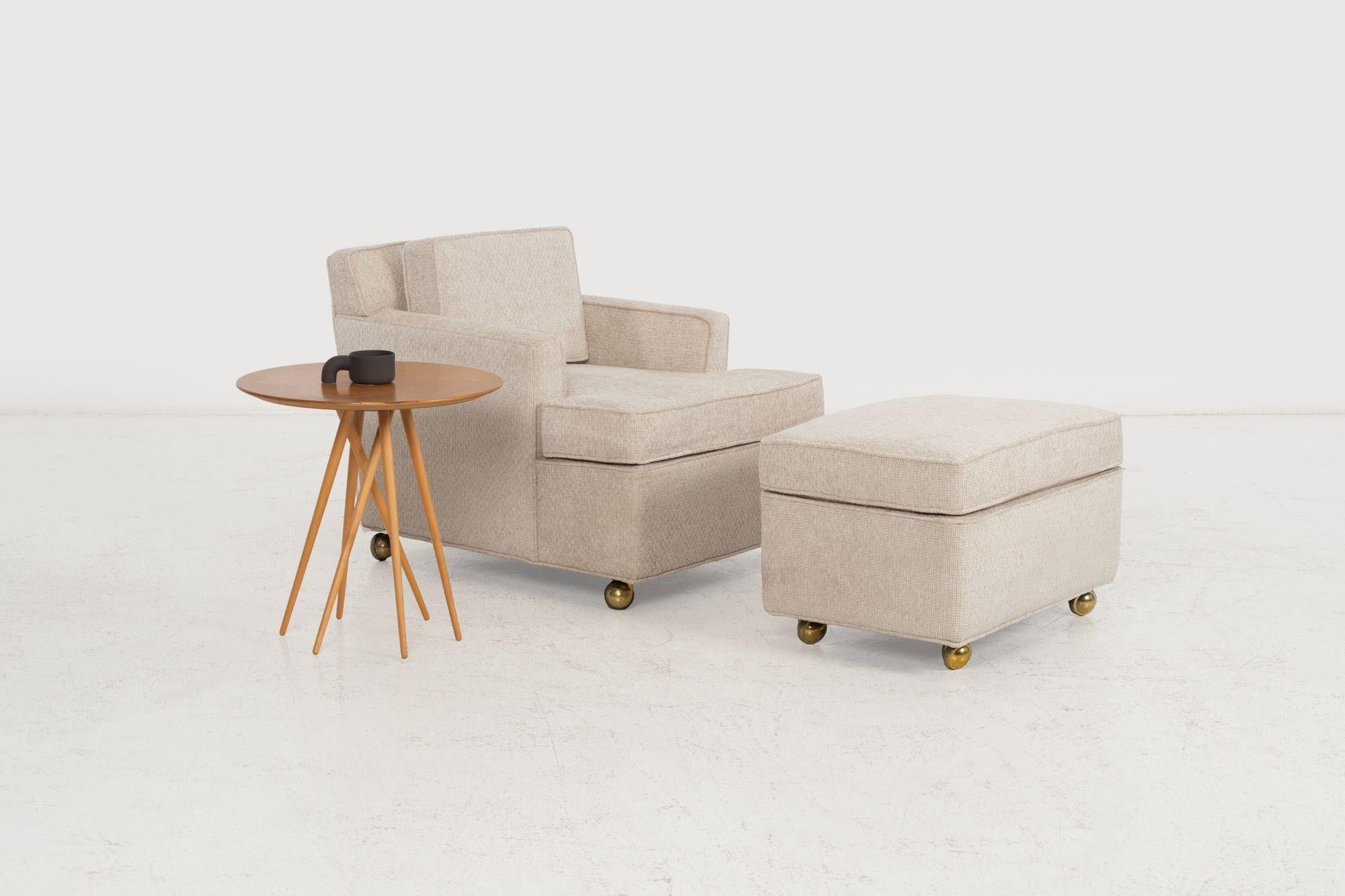 Américain Edward Wormley pour Dunbar Chaise longue et pouf sur roulettes 1965 en vente