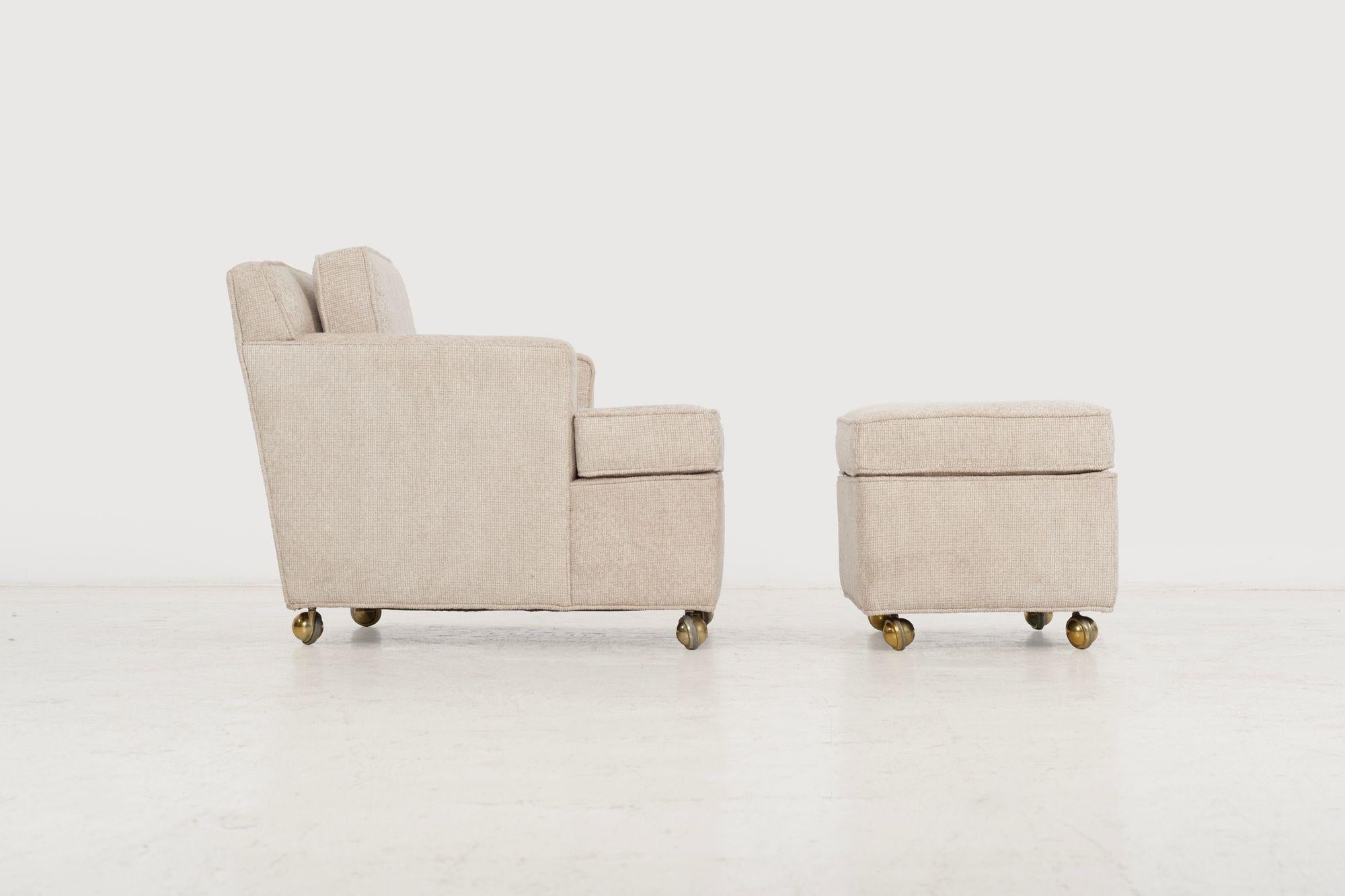 Edward Wormley pour Dunbar Chaise longue et pouf sur roulettes 1965 Bon état - En vente à Chicago, IL