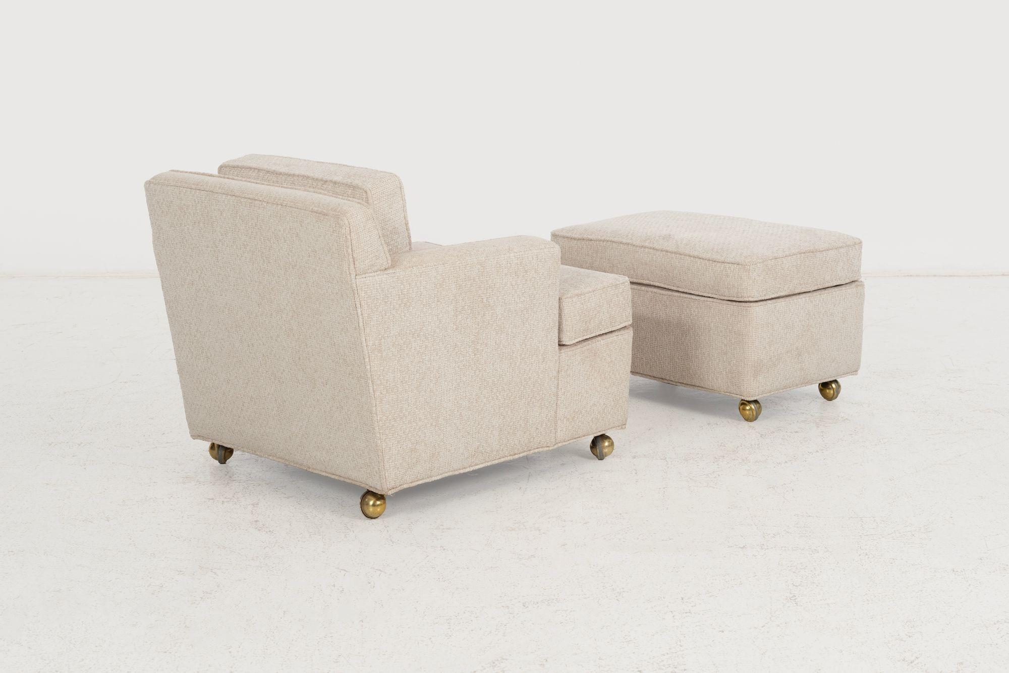 Milieu du XXe siècle Edward Wormley pour Dunbar Chaise longue et pouf sur roulettes 1965 en vente