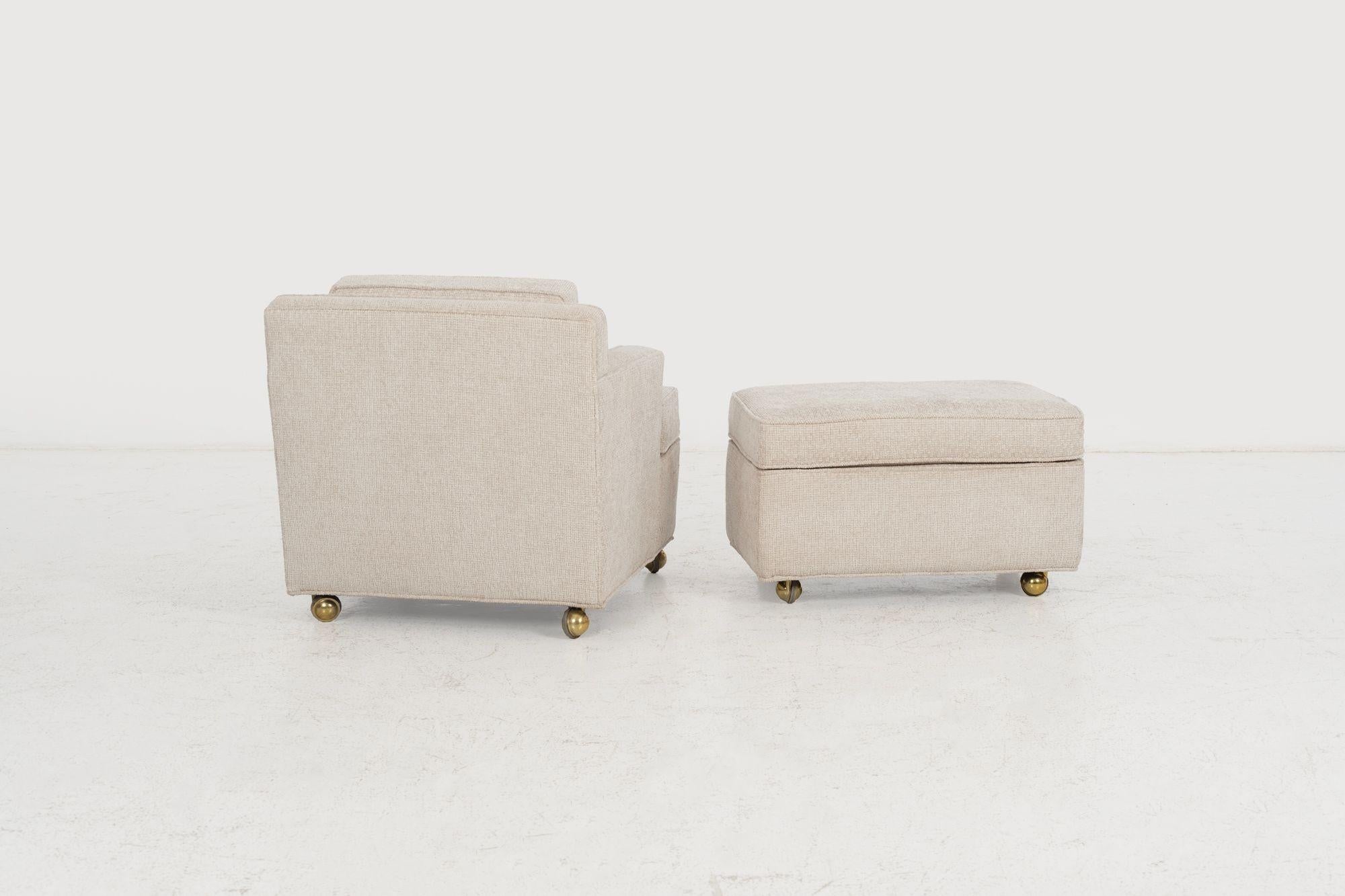 Edward Wormley pour Dunbar Chaise longue et pouf sur roulettes 1965 en vente 1