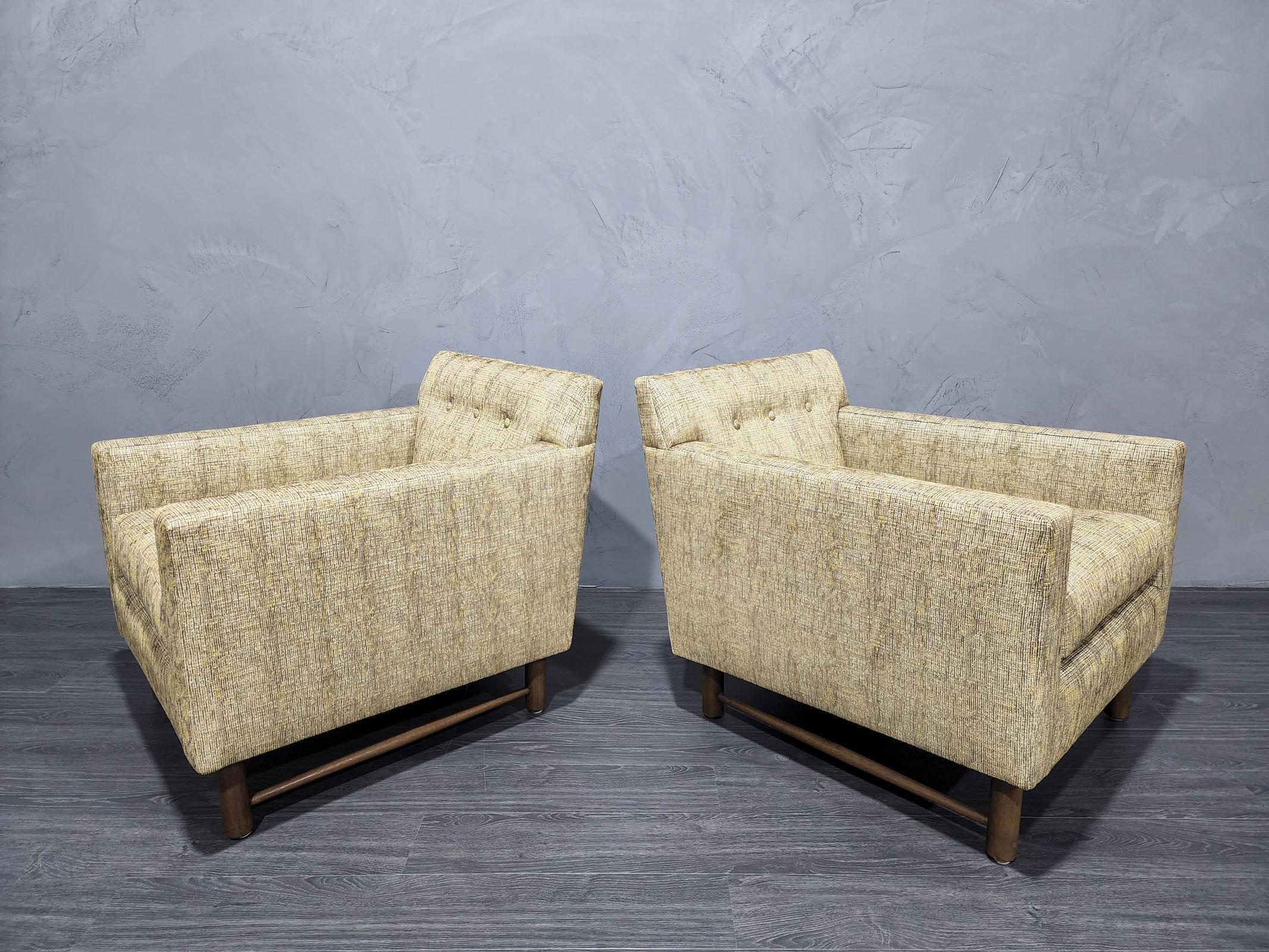 Edward Wormley for Dunbar Lounge Chairs in French Upholstery 2