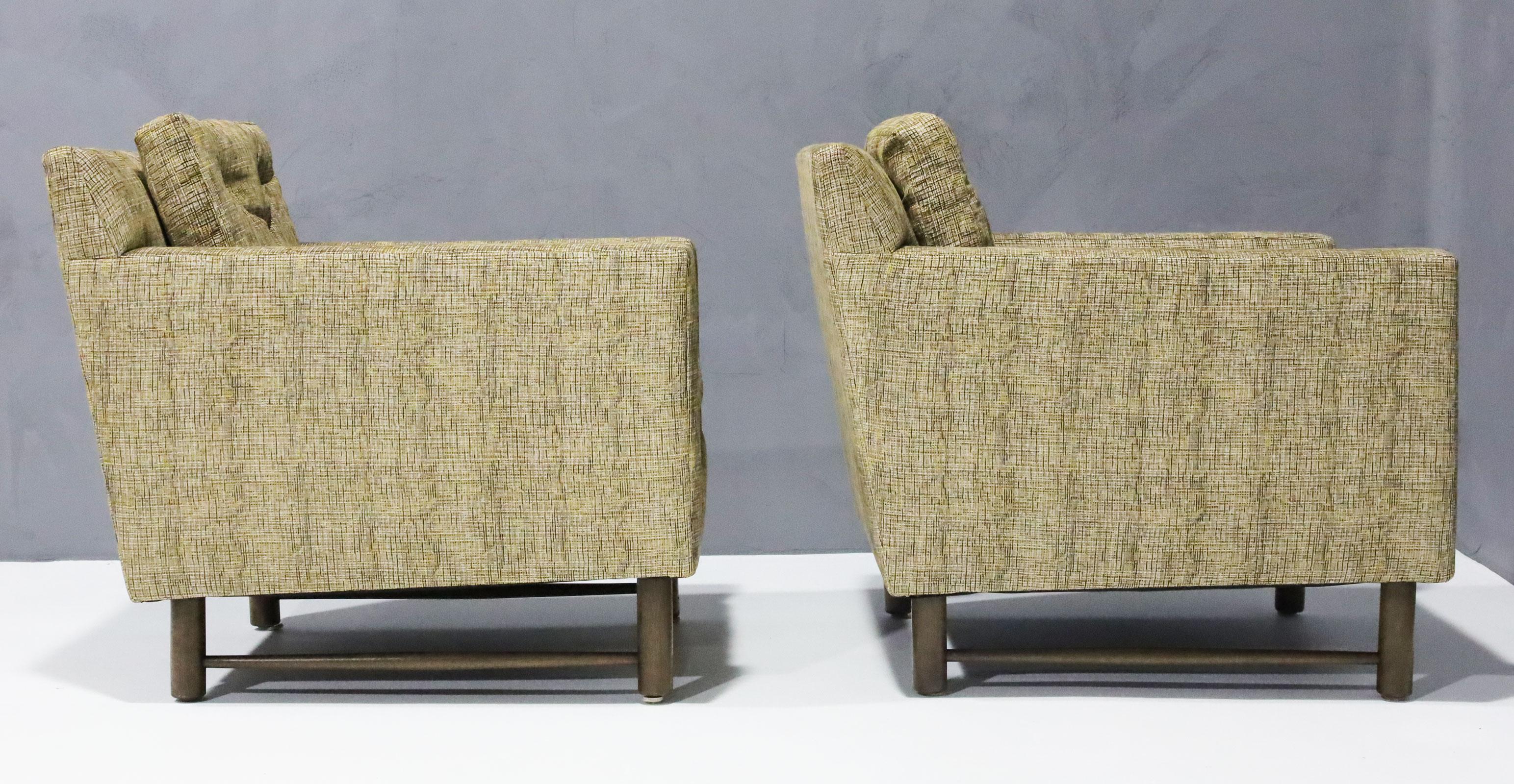 Mid-Century Modern Edward Wormley for Dunbar Lounge Chairs in French Upholstery For Sale