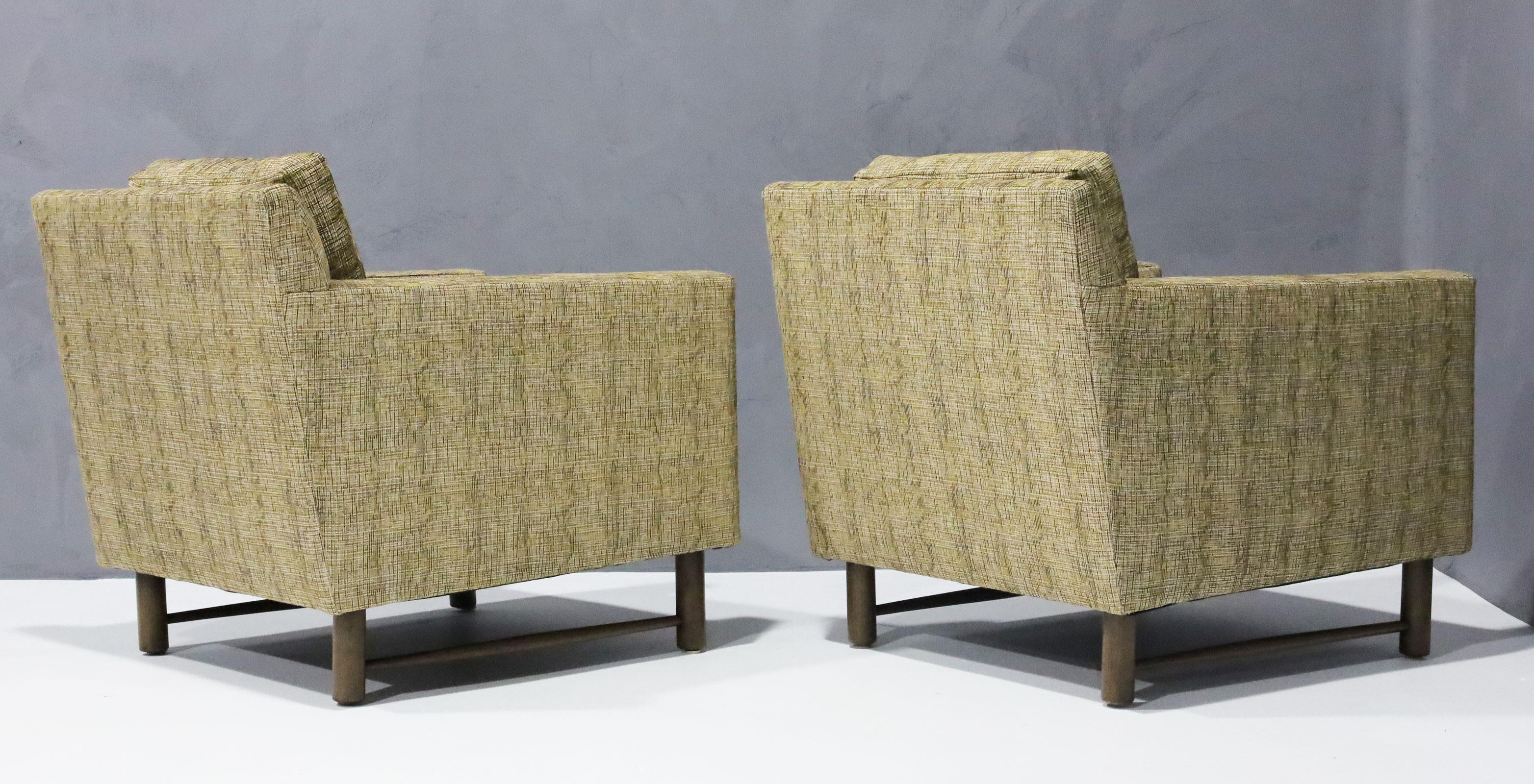 American Edward Wormley for Dunbar Lounge Chairs in French Upholstery For Sale