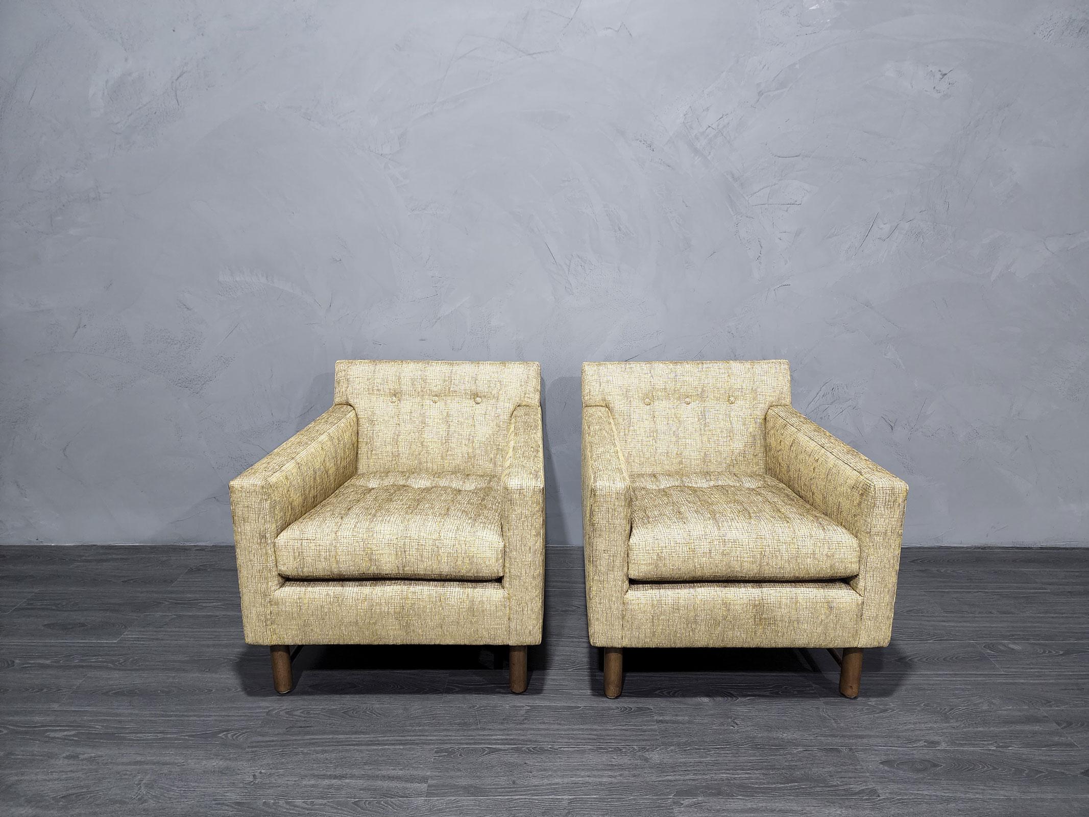 Mid-Century Modern Edward Wormley for Dunbar Lounge Chairs in French Upholstery