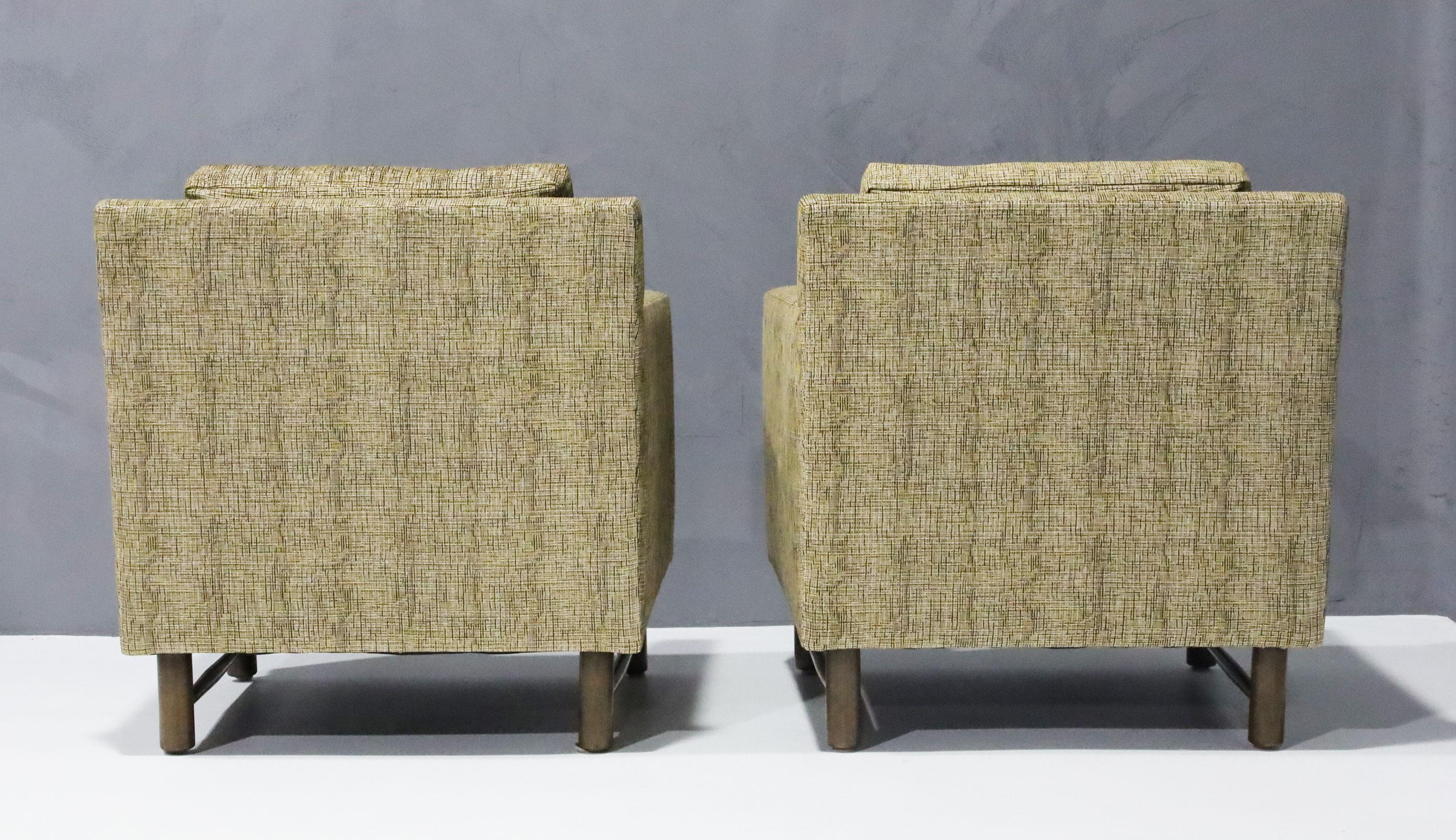 Edward Wormley for Dunbar Lounge Chairs in French Upholstery In Good Condition For Sale In Dallas, TX