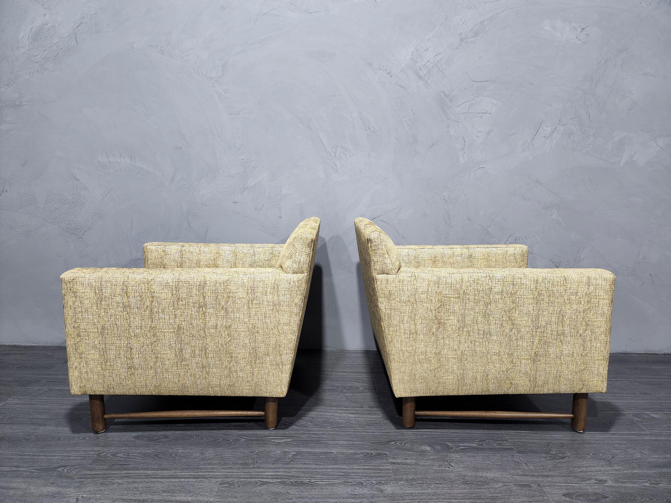 American Edward Wormley for Dunbar Lounge Chairs in French Upholstery