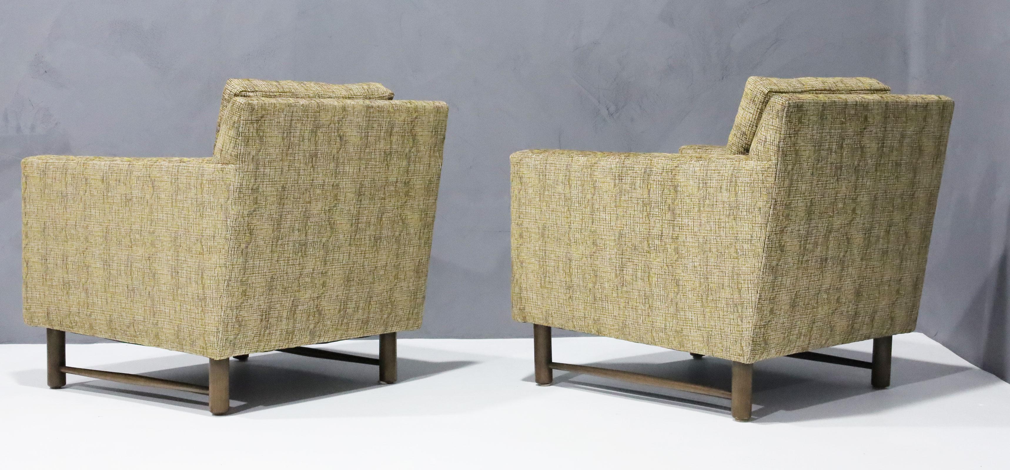 20th Century Edward Wormley for Dunbar Lounge Chairs in French Upholstery For Sale
